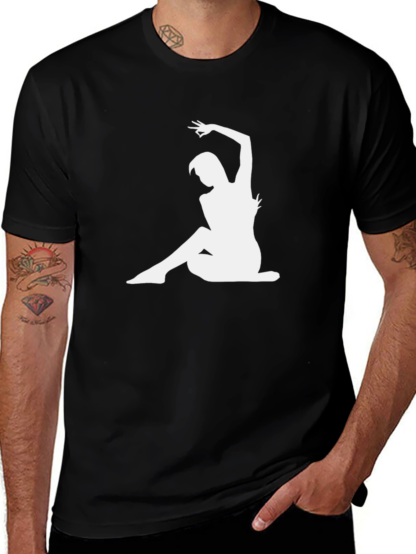 Black T-Shirt with White Silhouette Graphic