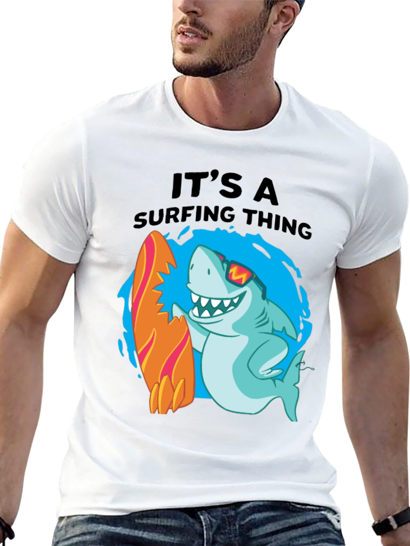 Surfing Shark Graphic T-Shirt