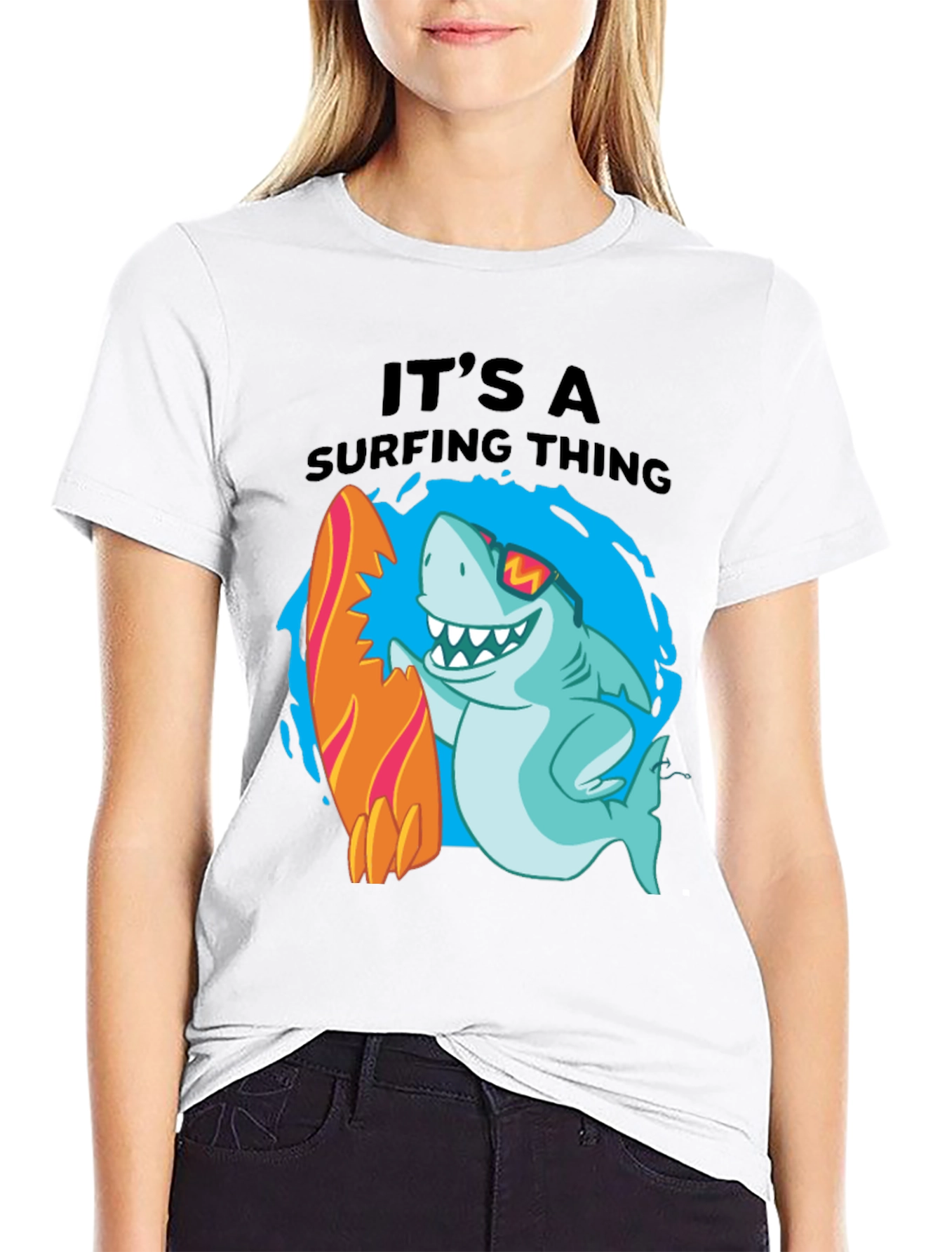 Surfing Shark Graphic T-Shirt