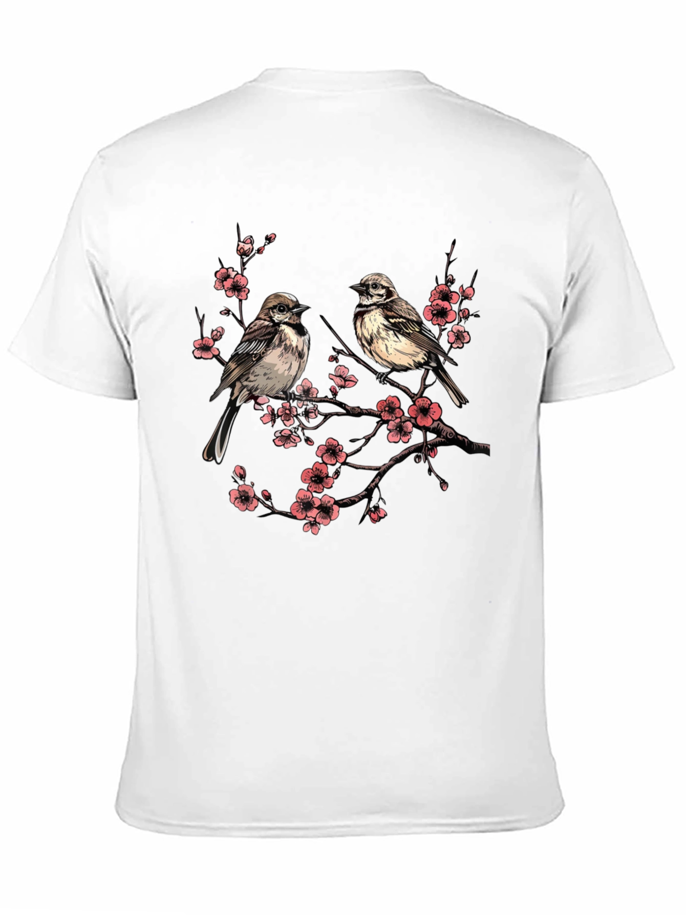 Bird and Blossom Graphic Tee - Unisex Cotton T-Shirt