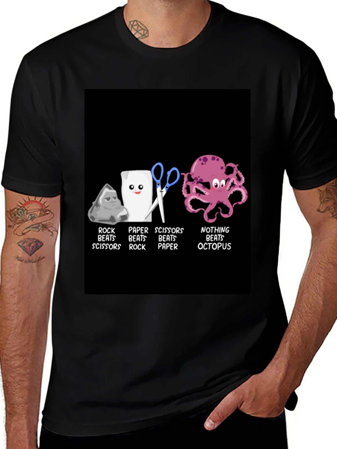 Rock Paper Scissors Octopus Graphic Tee