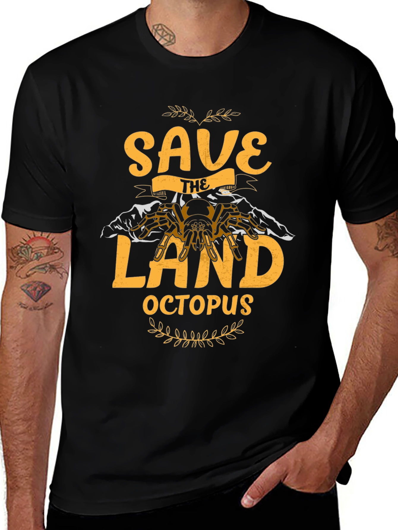 Save the Land Octopus Black Graphic Tee