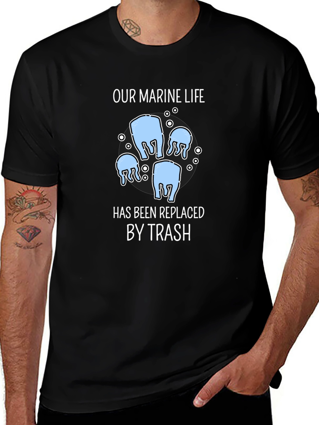 Marine Life Trash T-Shirt - Environmental Awareness Tee