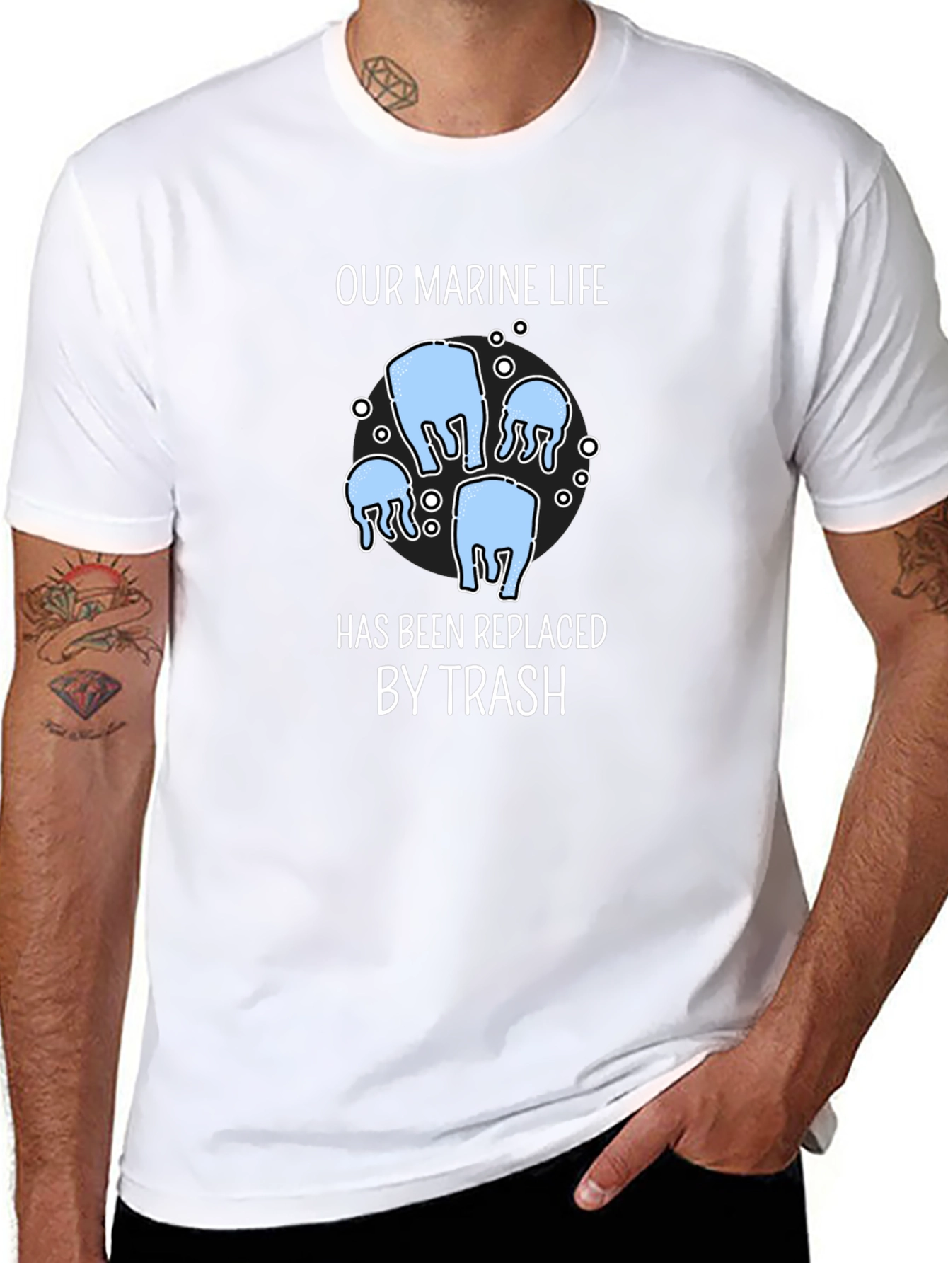 Marine Life Trash T-Shirt - Environmental Awareness Tee