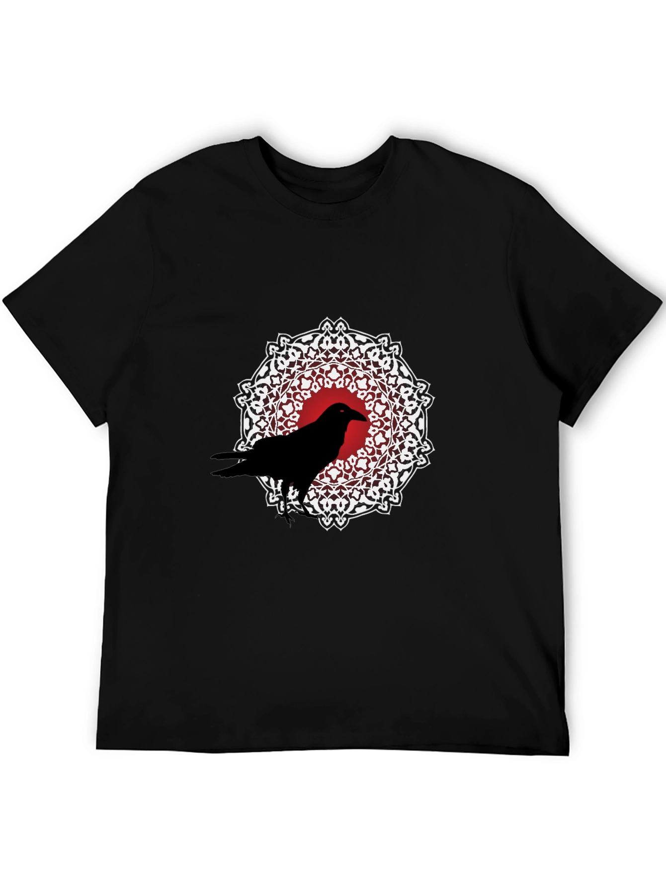 Raven Mandala Graphic Tee - Black Cotton T-Shirt