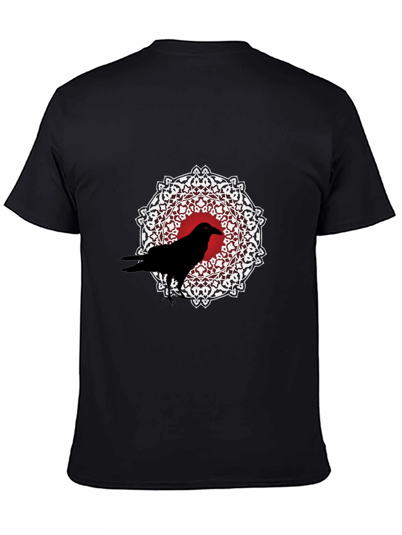 Raven Mandala Graphic Tee - Black Cotton T-Shirt