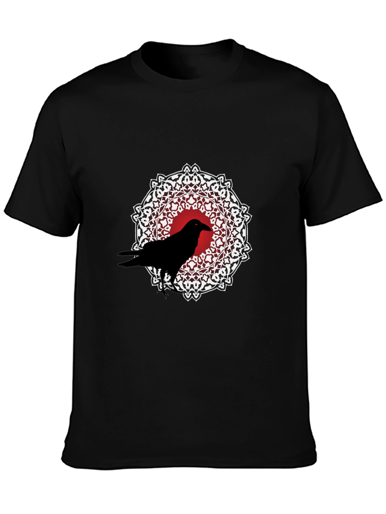 Raven Mandala Graphic Tee - Black Cotton T-Shirt