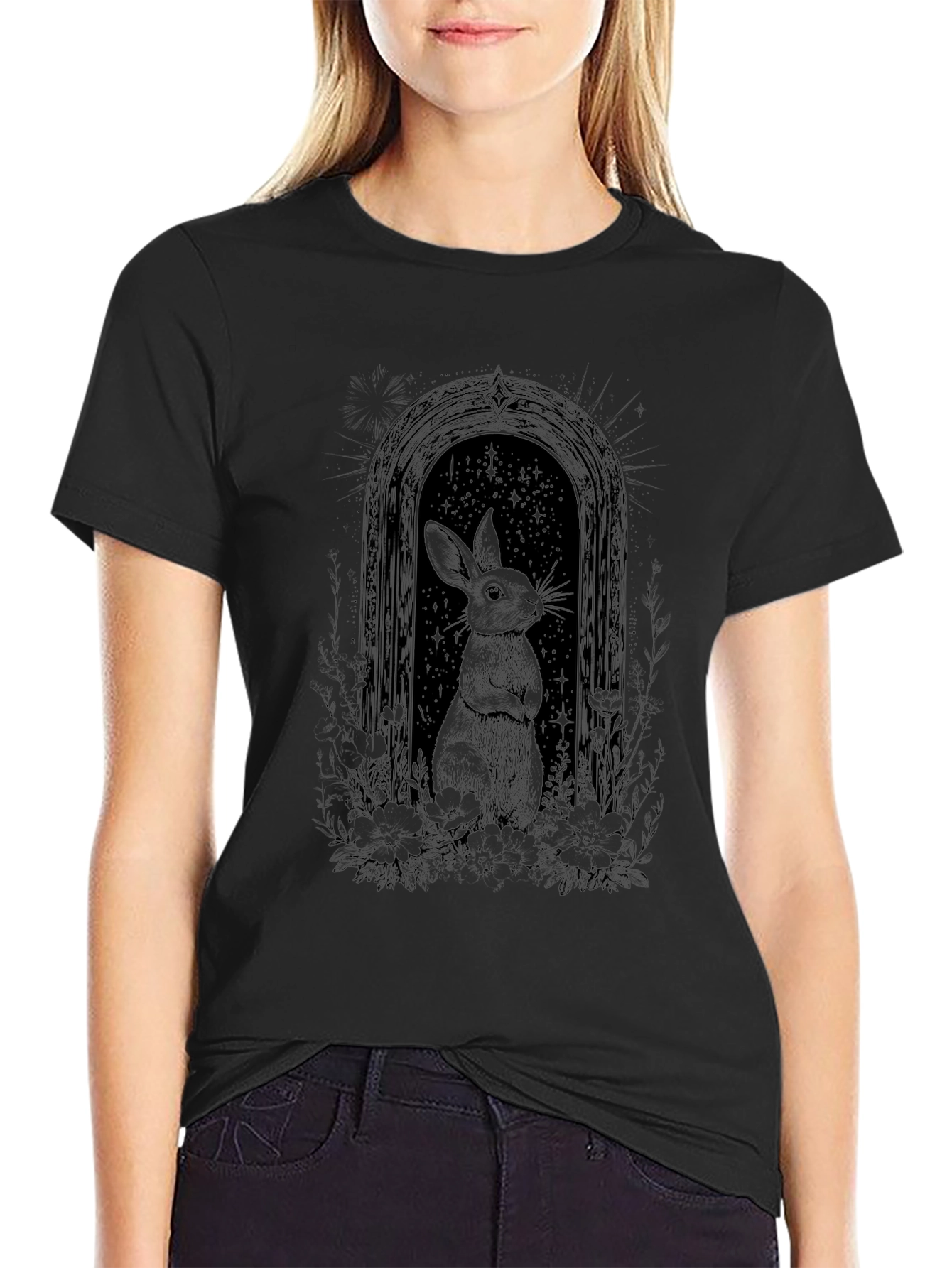 Rabbit Portal Graphic Tee - Black