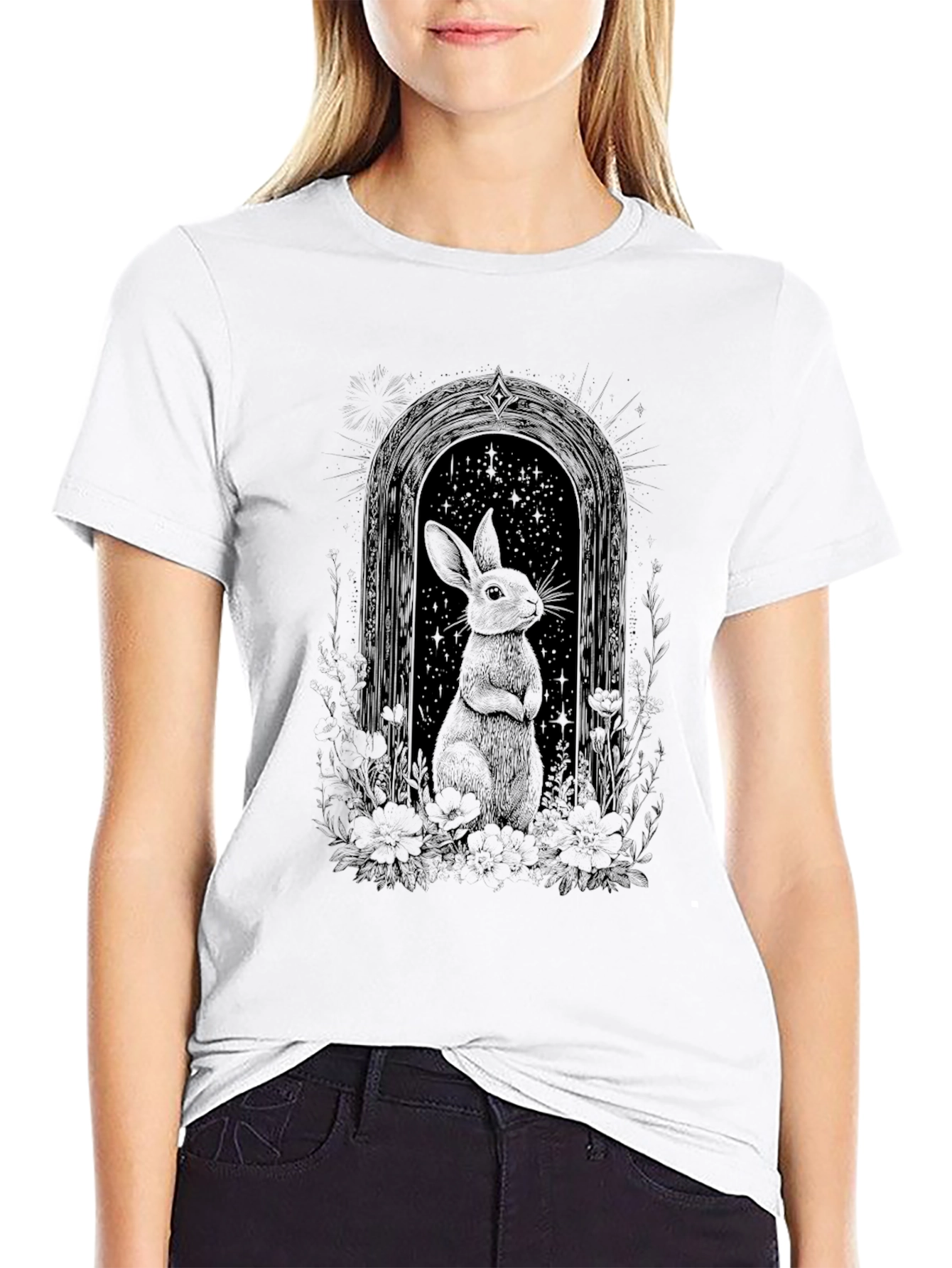 Rabbit Portal Graphic Tee - Black