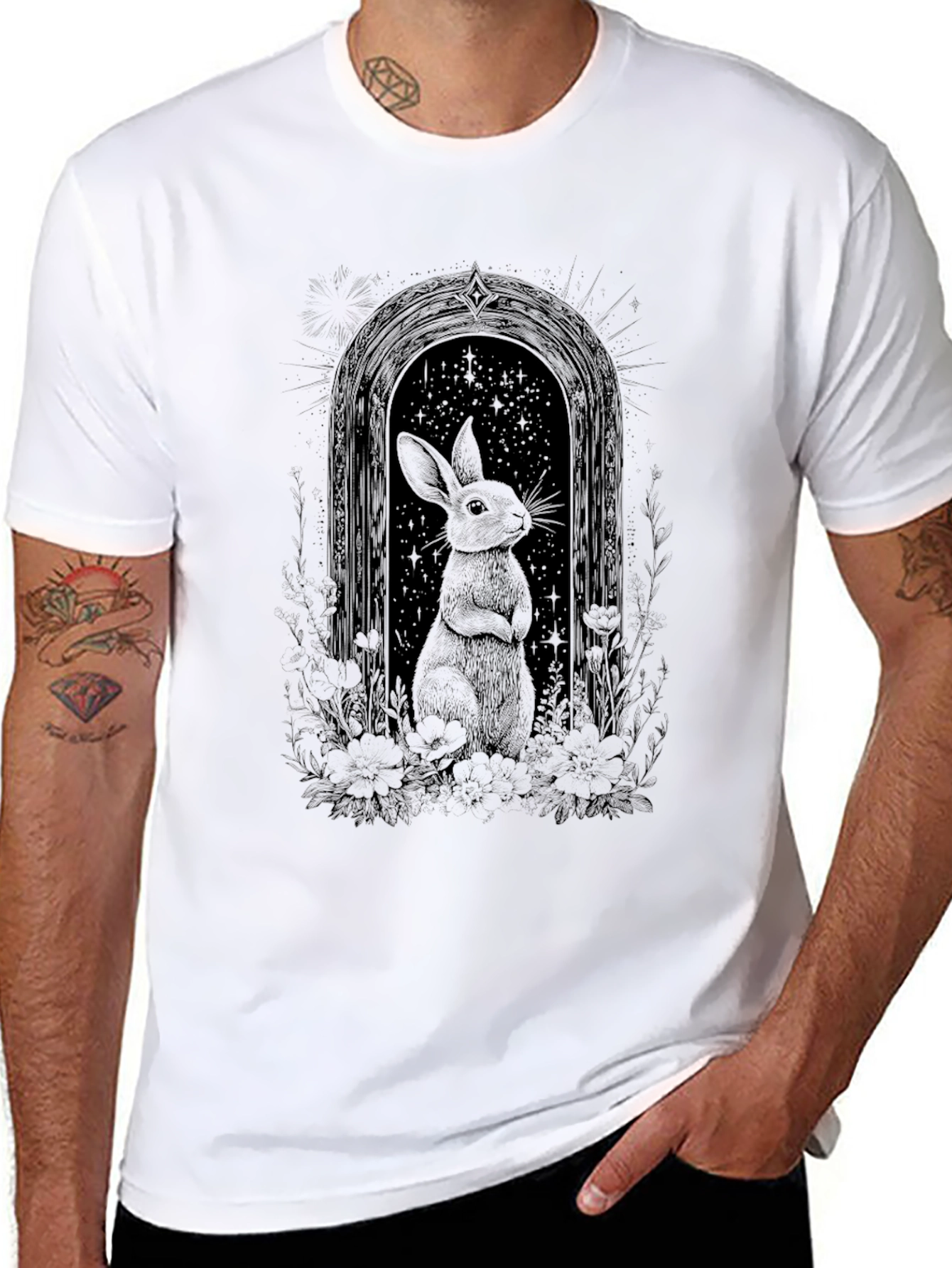 Rabbit Portal Graphic Tee - Black