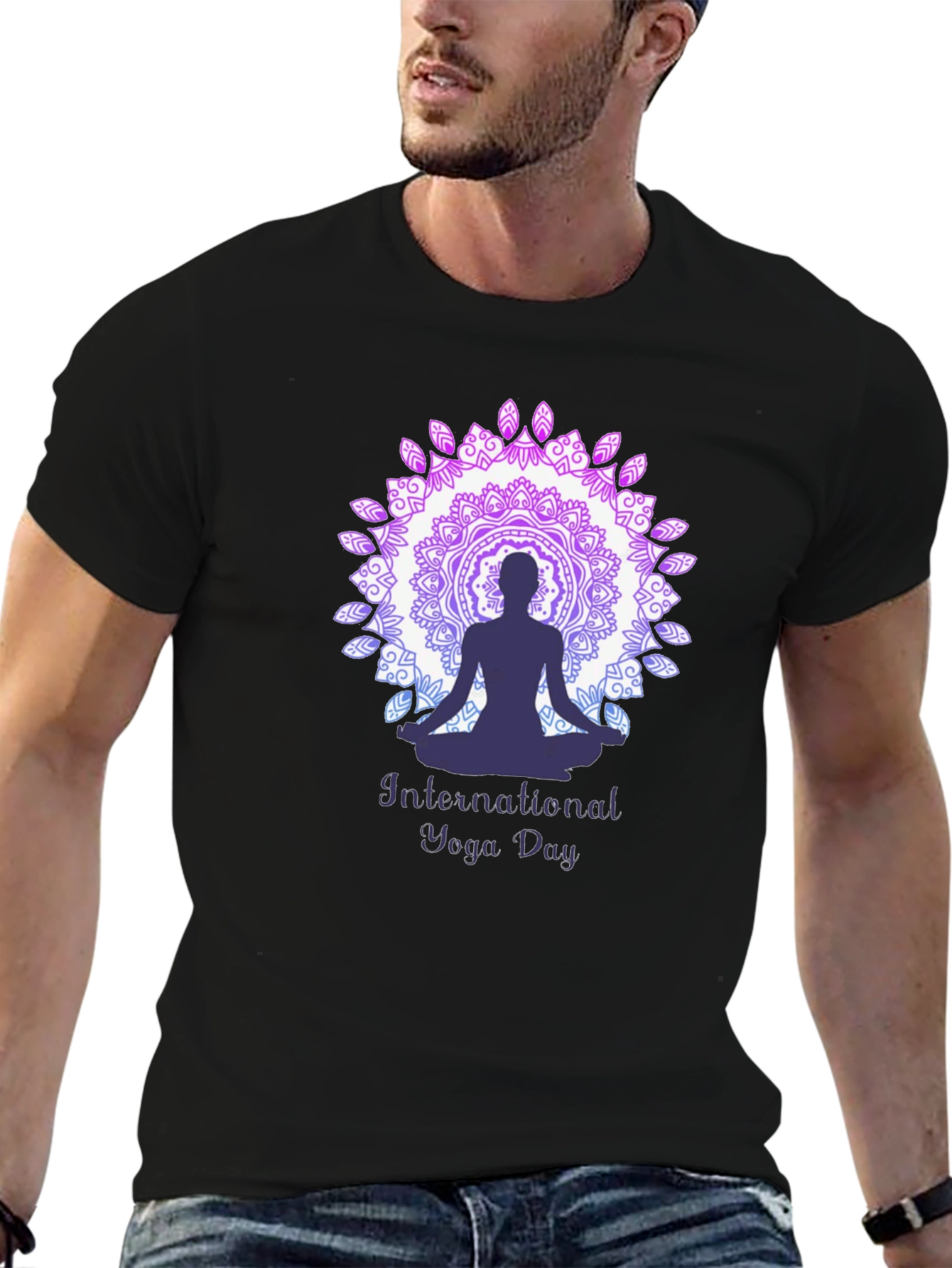 Yoga Day Graphic Tee - Mandala Meditation Shirt