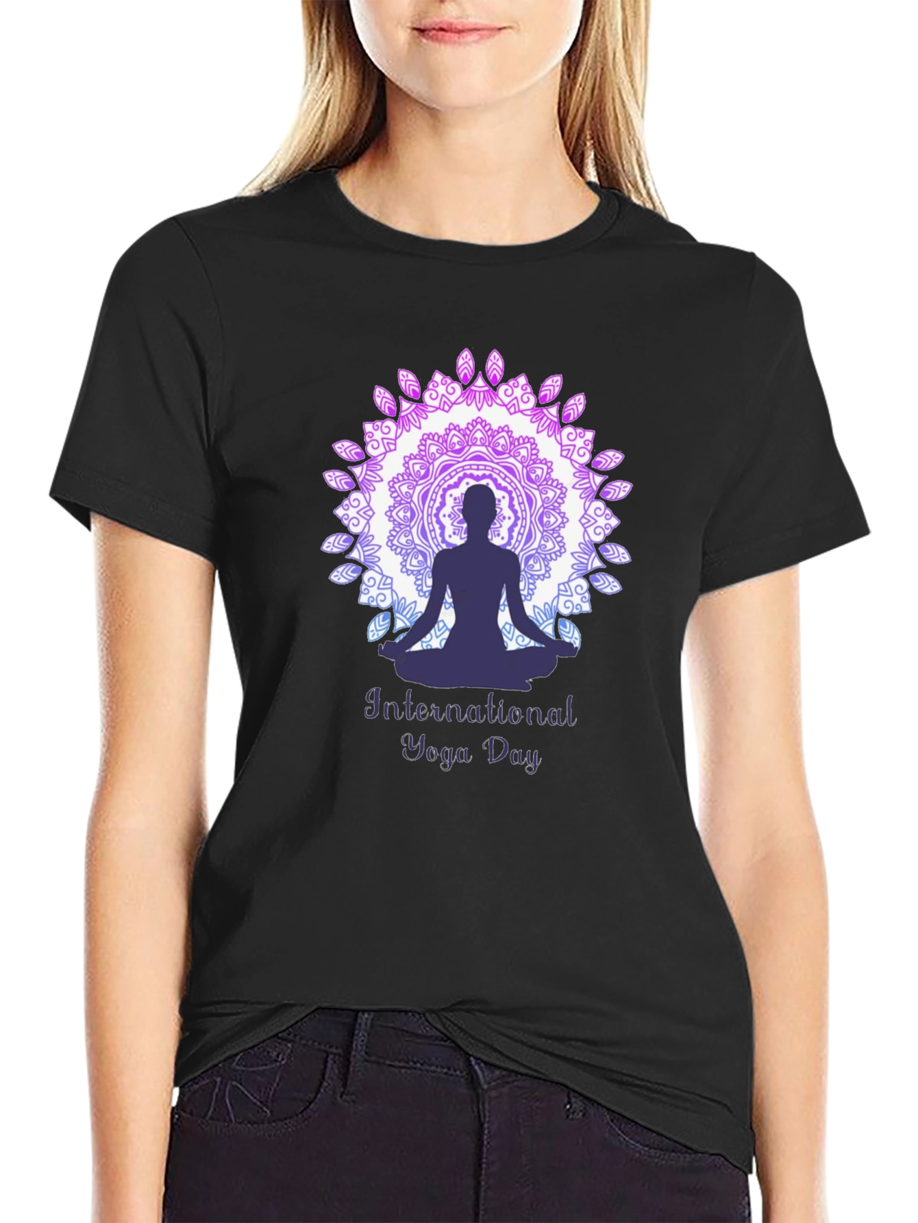 Yoga Day Graphic Tee - Mandala Meditation Shirt