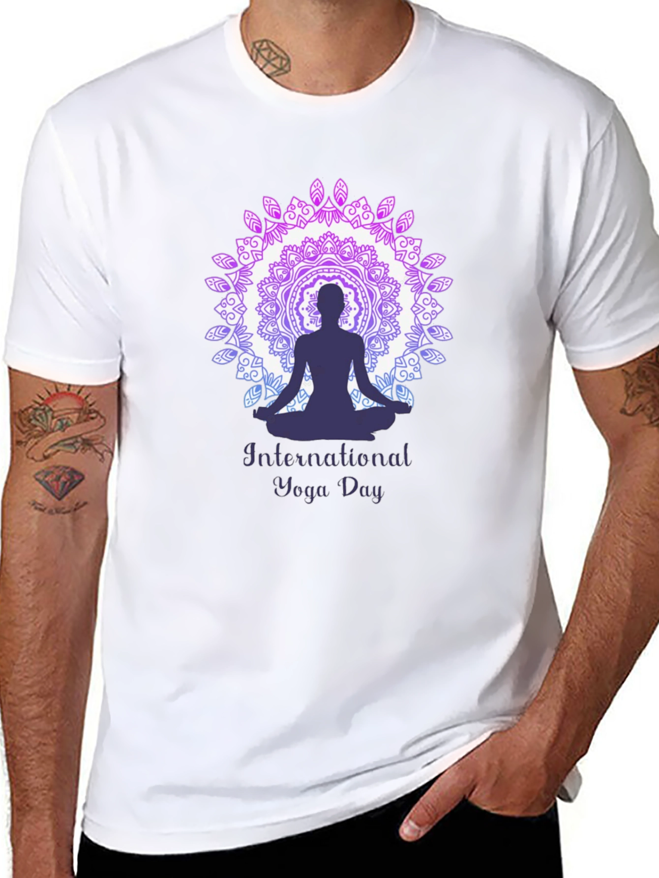 Yoga Day Graphic Tee - Mandala Meditation Shirt