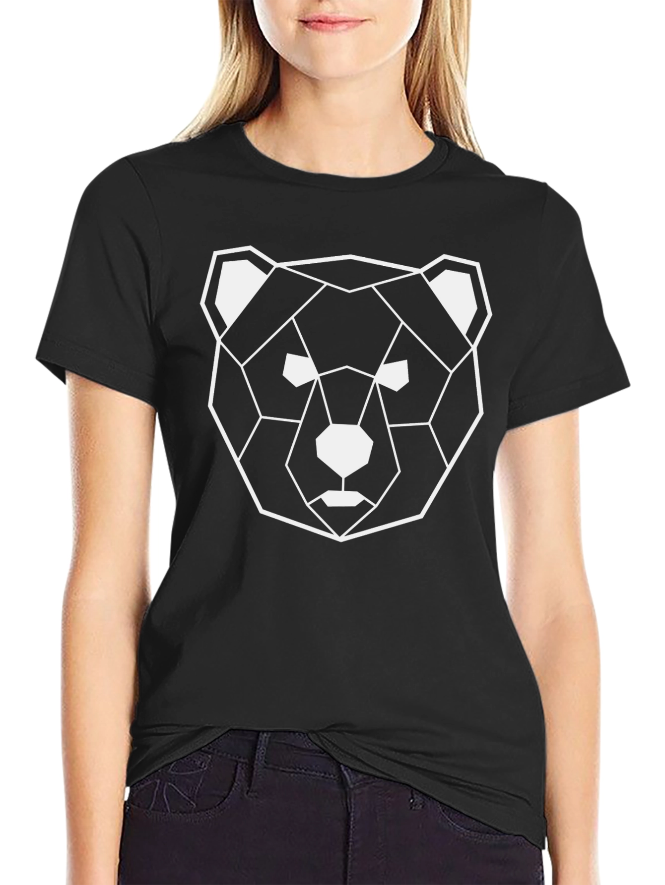 Geometric Bear Graphic Print T-Shirt