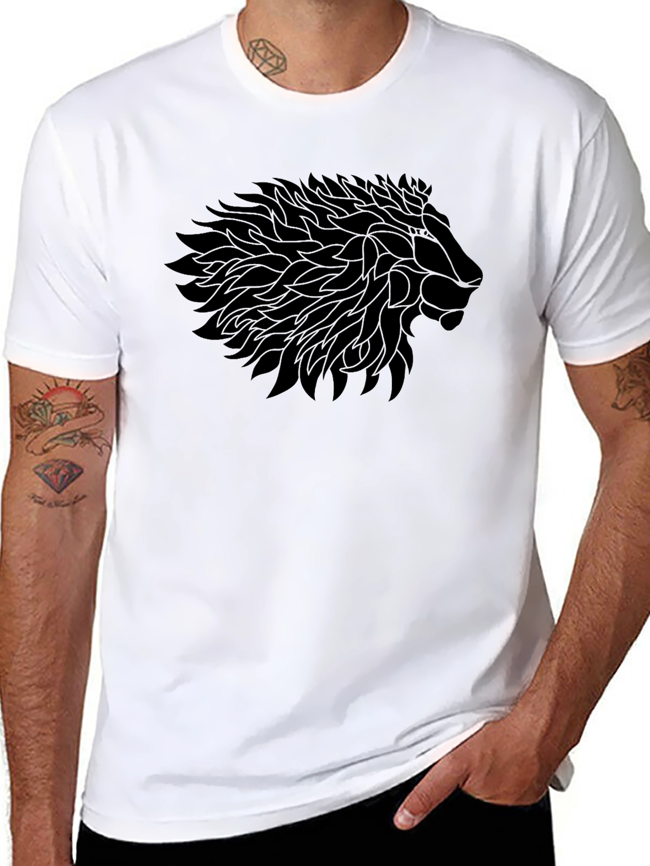 Lion Head Graphic Black T-Shirt