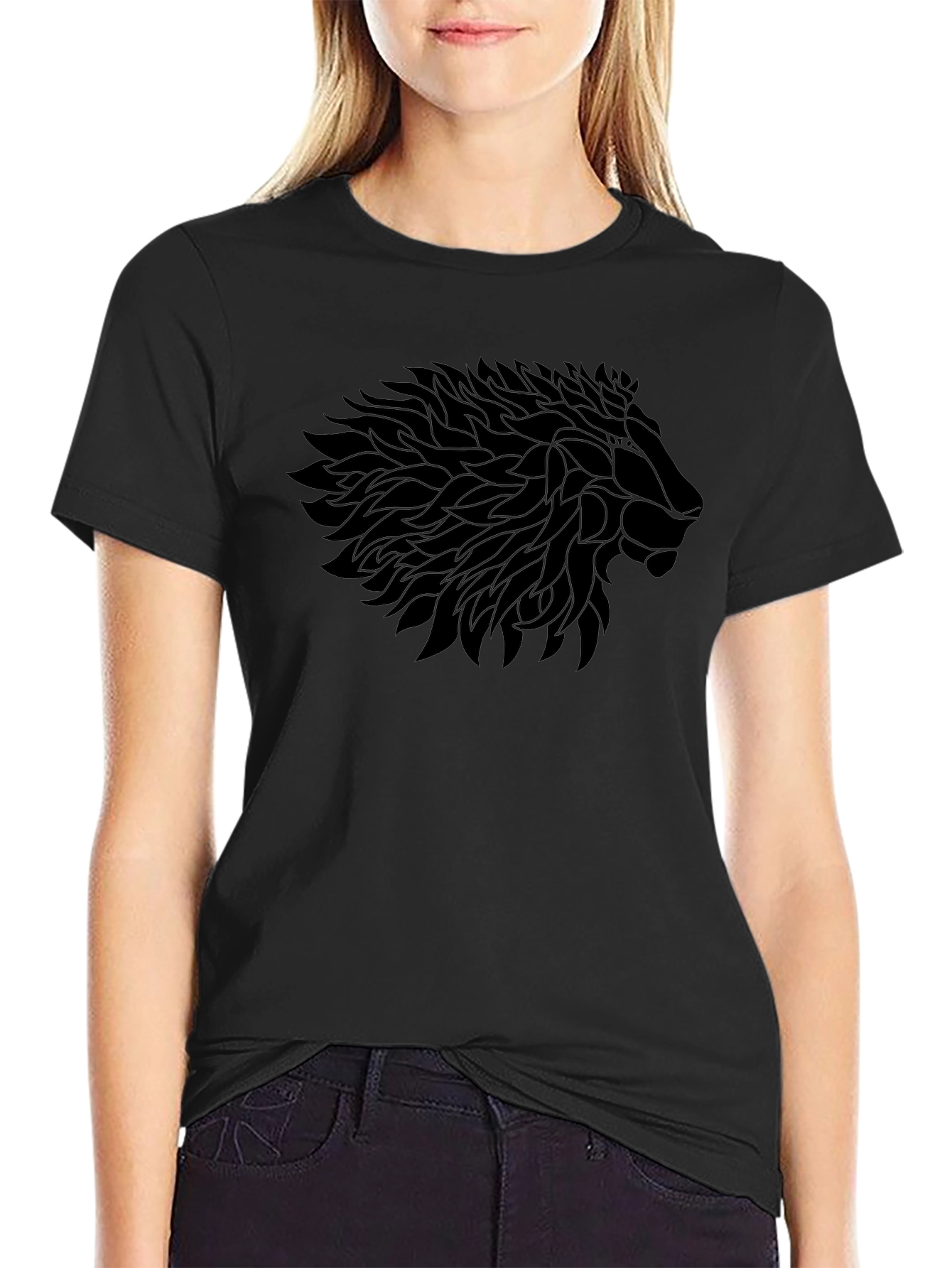 Lion Head Graphic Black T-Shirt
