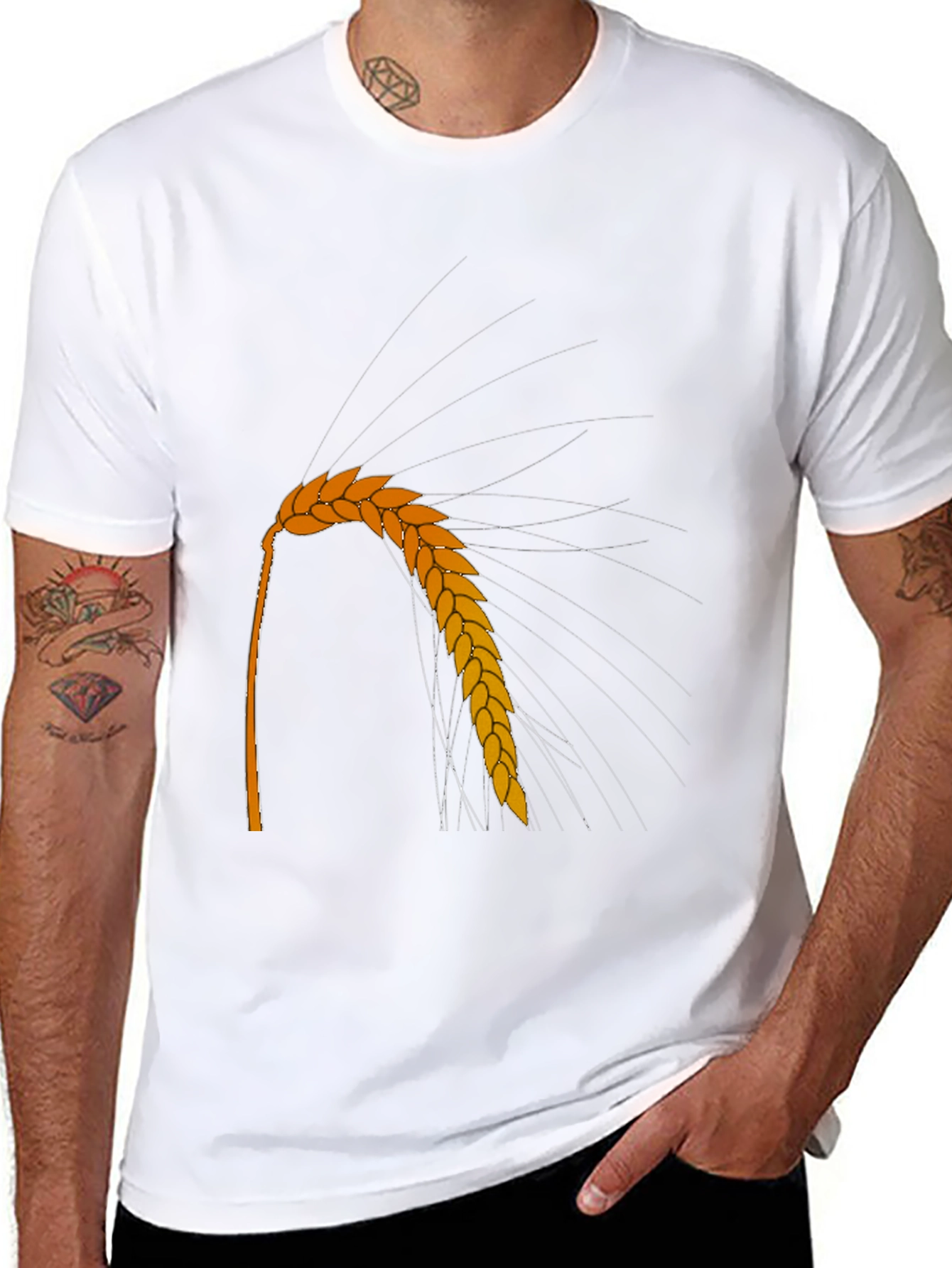 Wheat Graphic Tee - Black Crew Neck Casual Style