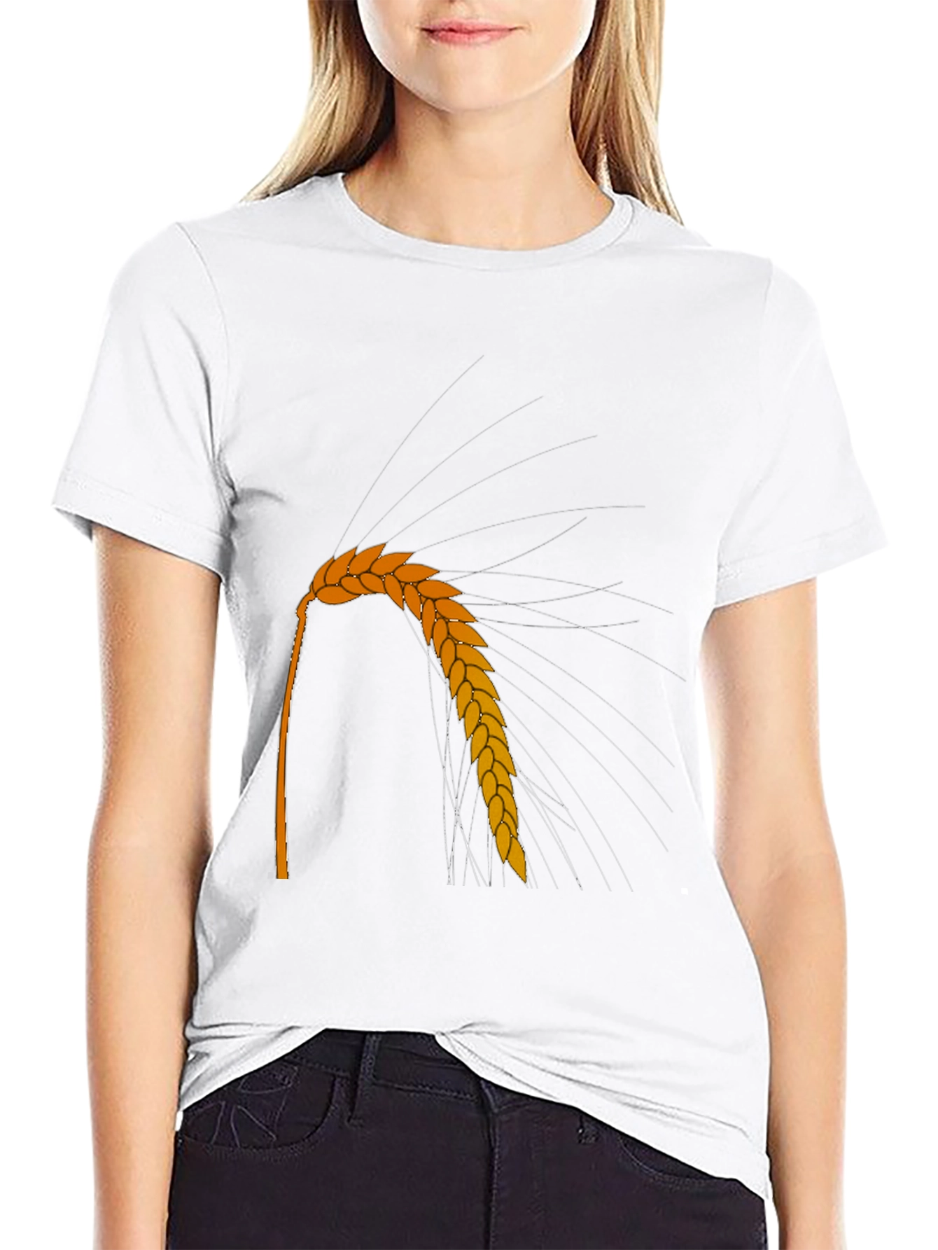 Wheat Graphic Tee - Black Crew Neck Casual Style
