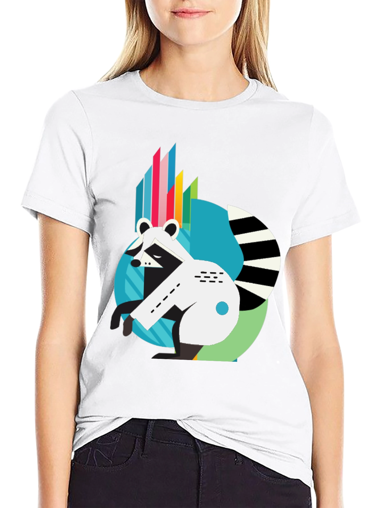 Cool Graphic Raccoon Mens Black T-Shirt