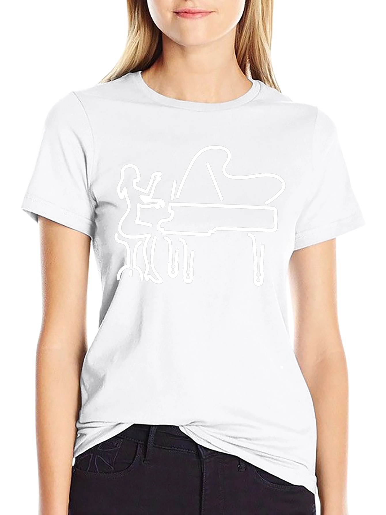 Piano Player Graphic Tee - Black Cotton Shirt