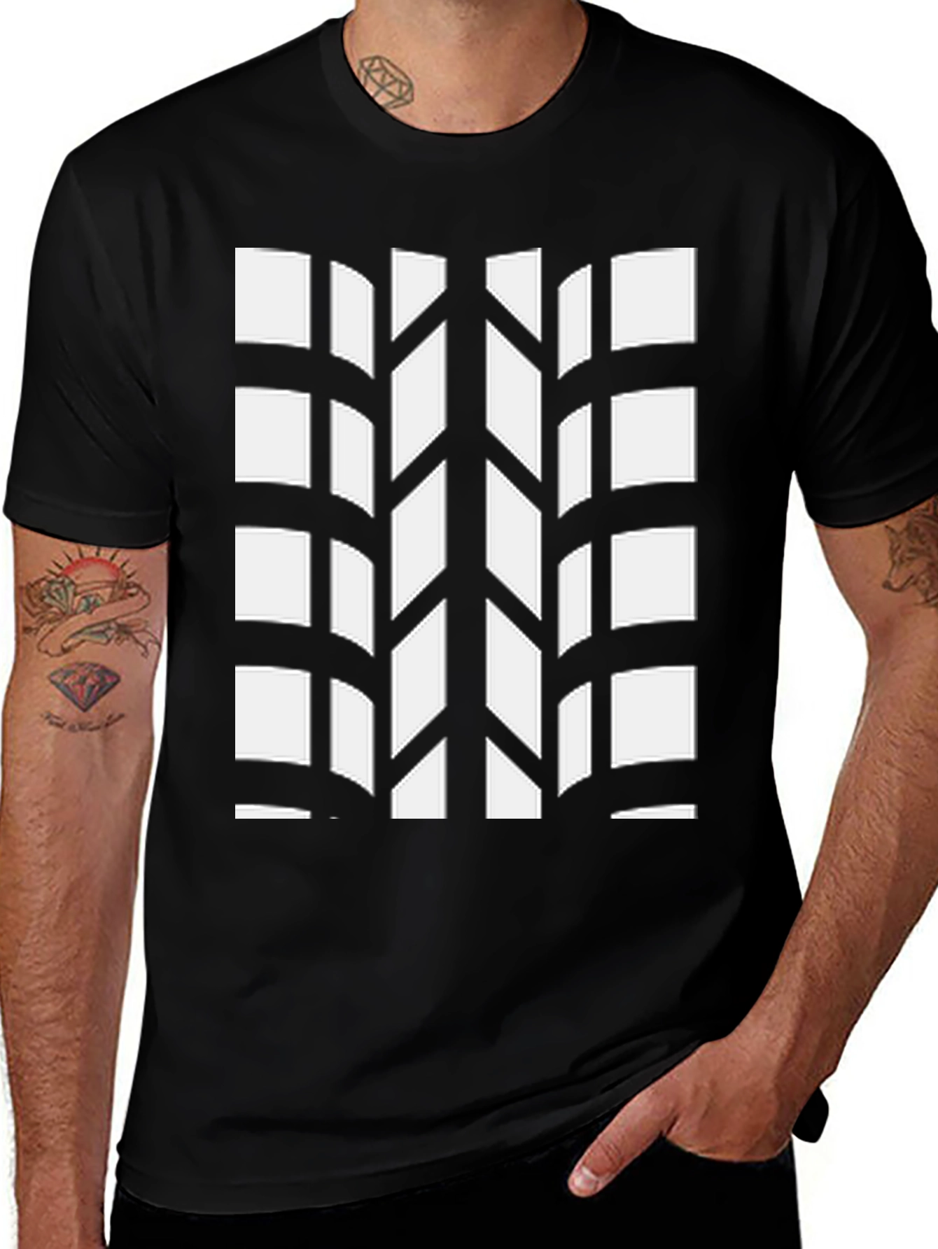 Tire Tread Pattern Black T-Shirt