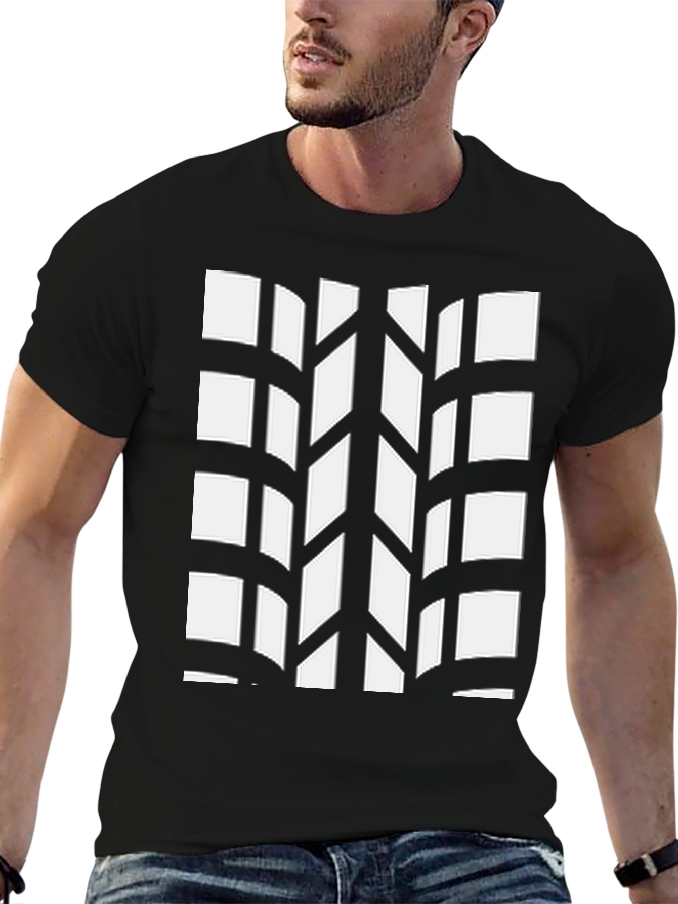 Tire Tread Pattern Black T-Shirt