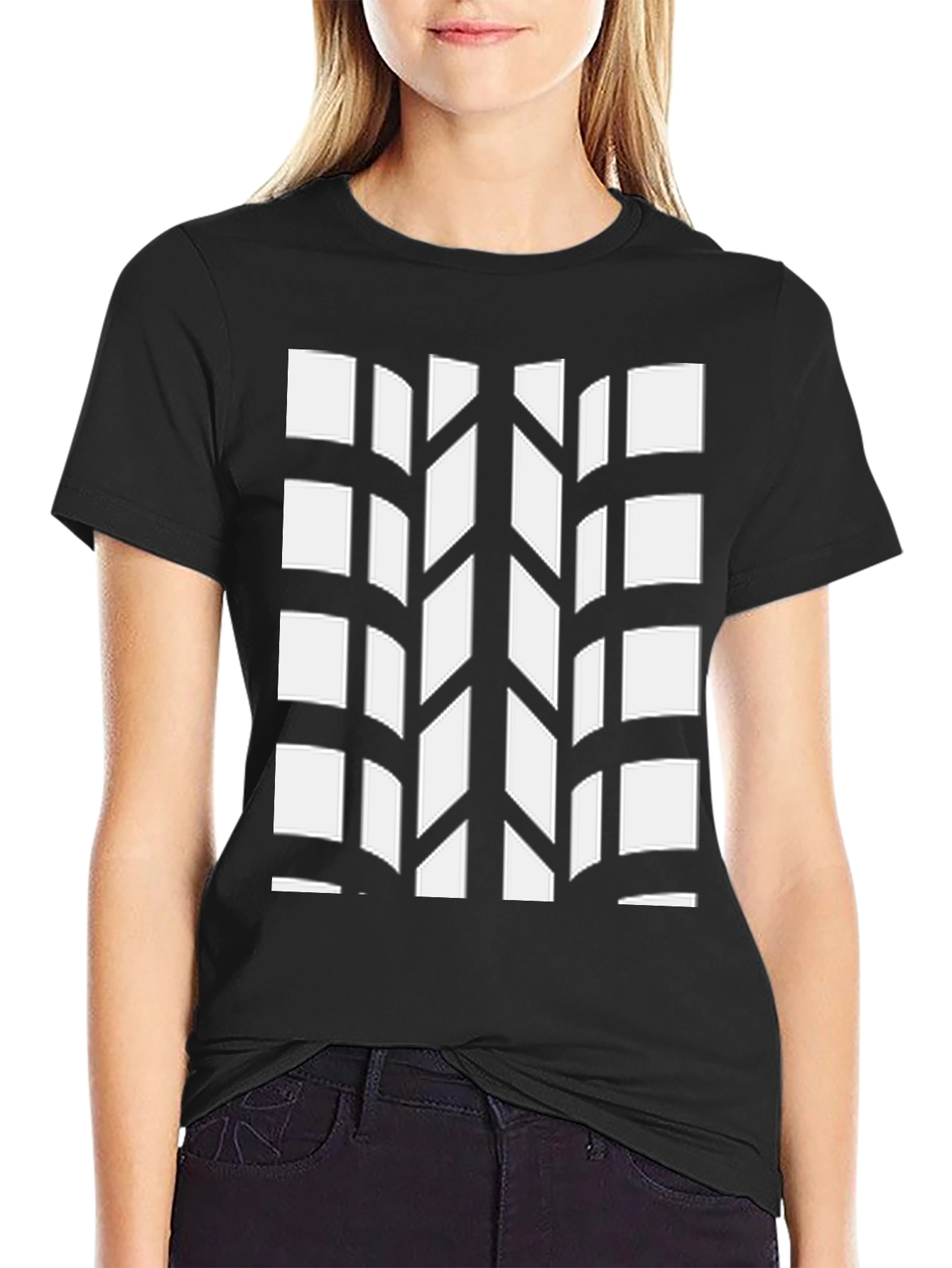 Tire Tread Pattern Black T-Shirt