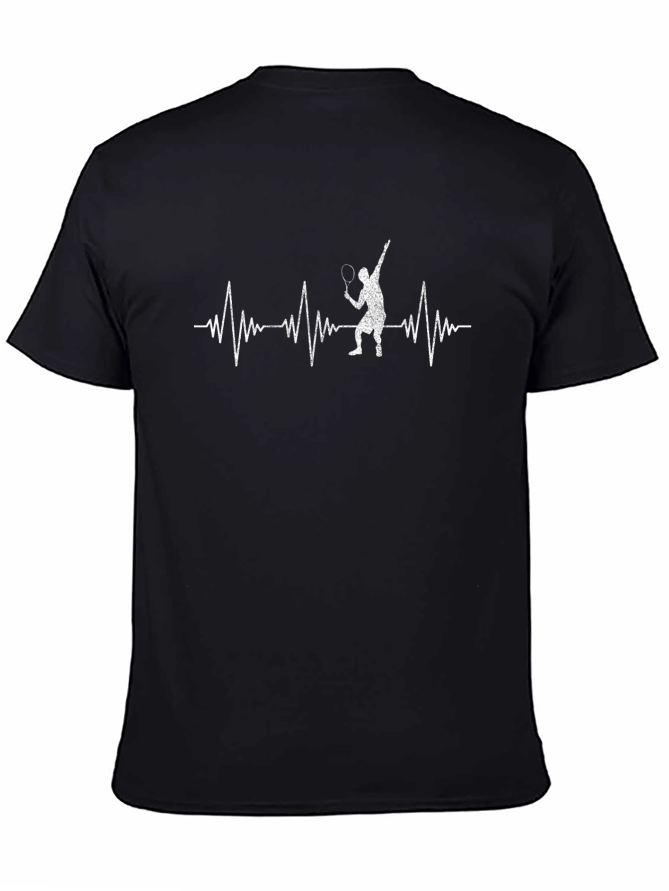 Tennis Heartbeat T-Shirt - Black Cotton Tee