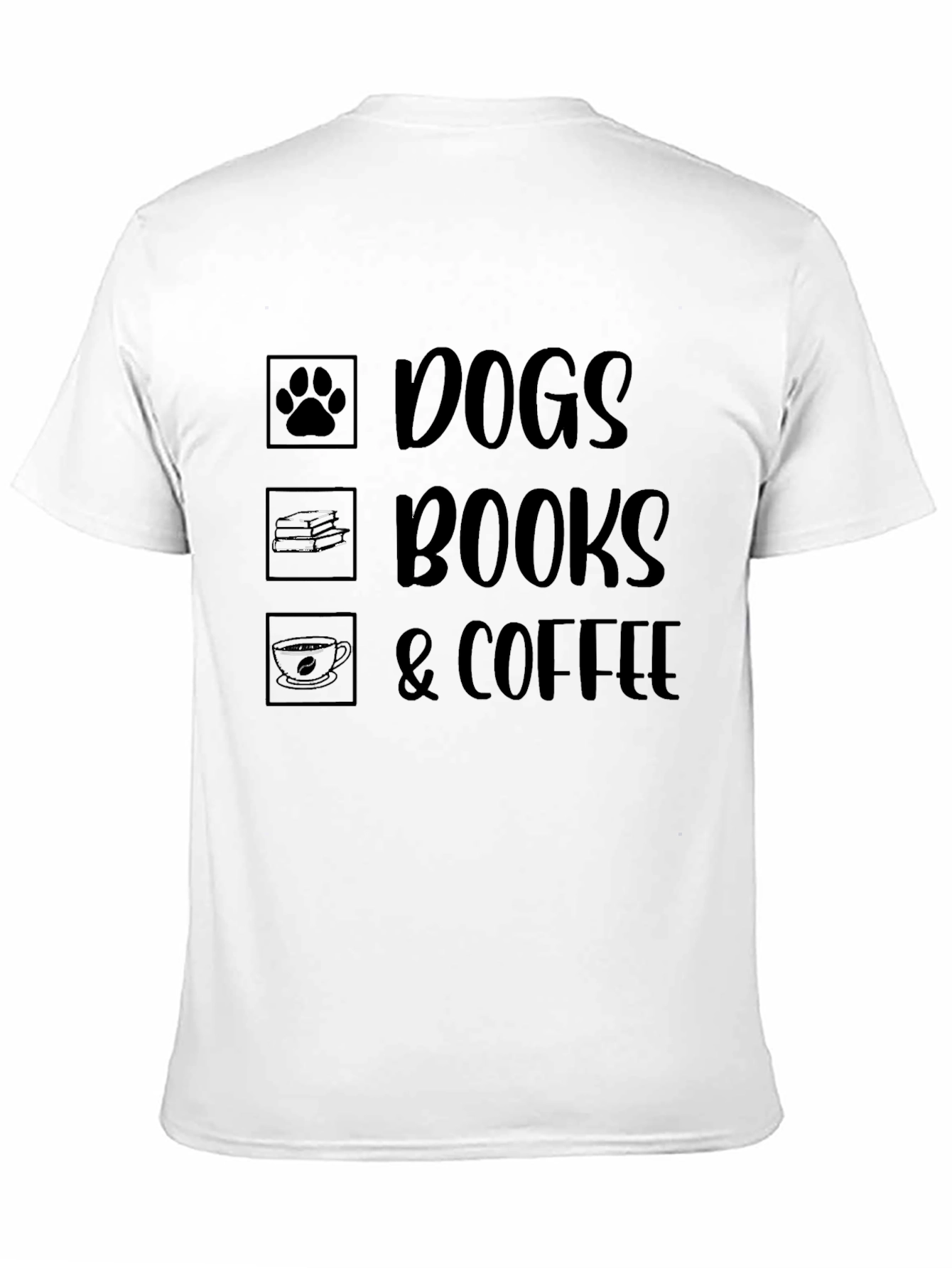 Dogs Books & Coffee T-Shirt - Unisex Black Tee