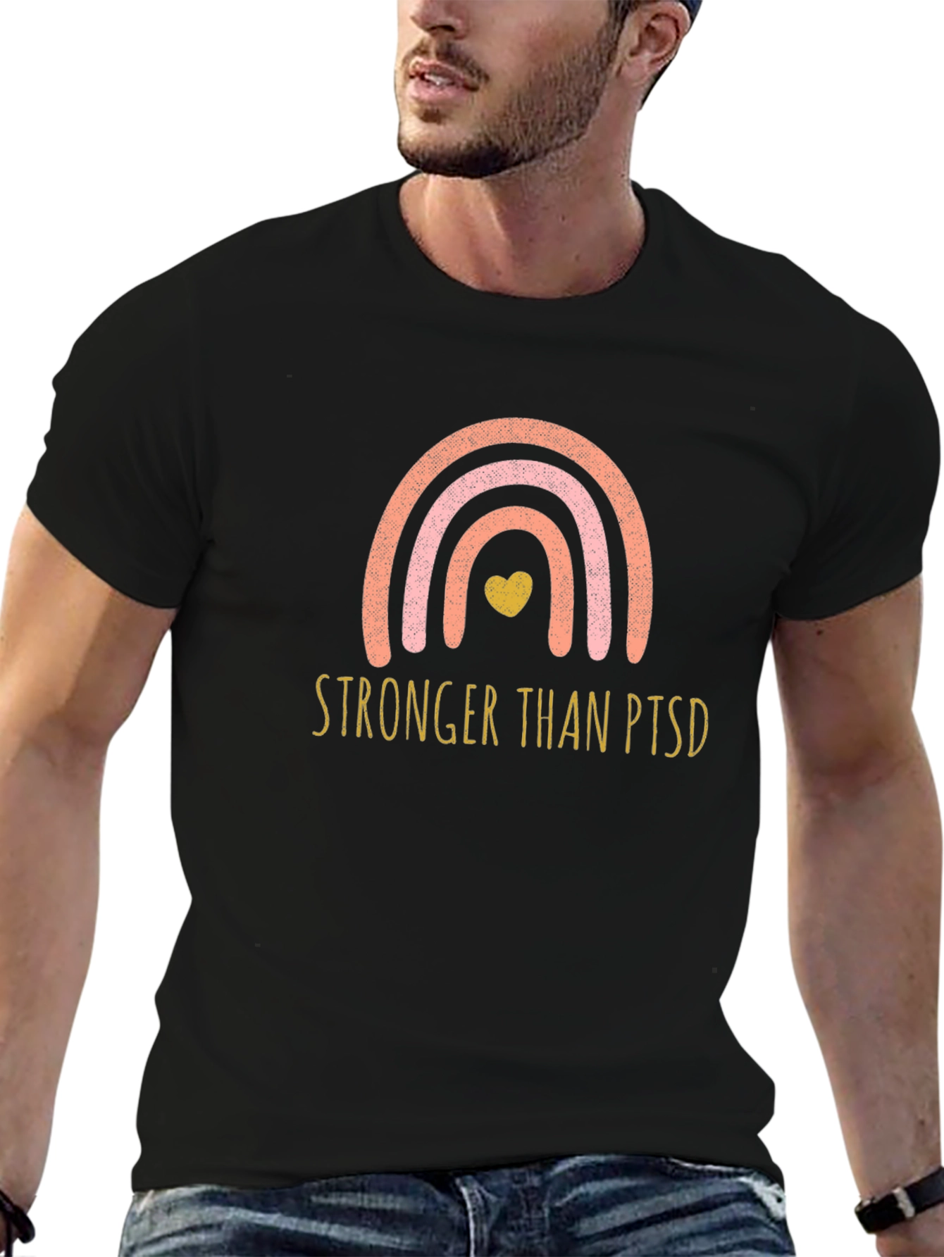 Stronger Than PTSD Rainbow Graphic T-Shirt