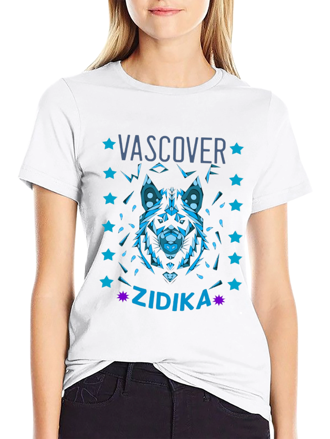 Geometric Wolf Graphic Tee - Vascover Zidika
