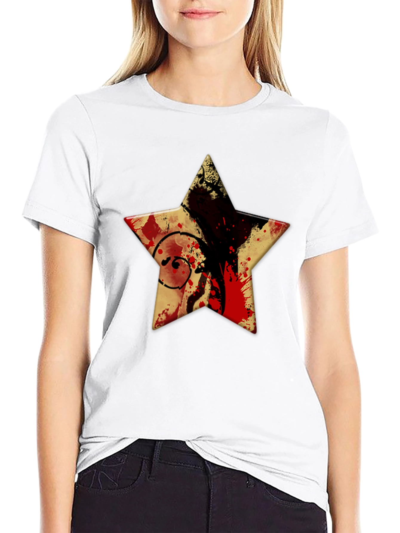 Star Graphic Print Black T-Shirt