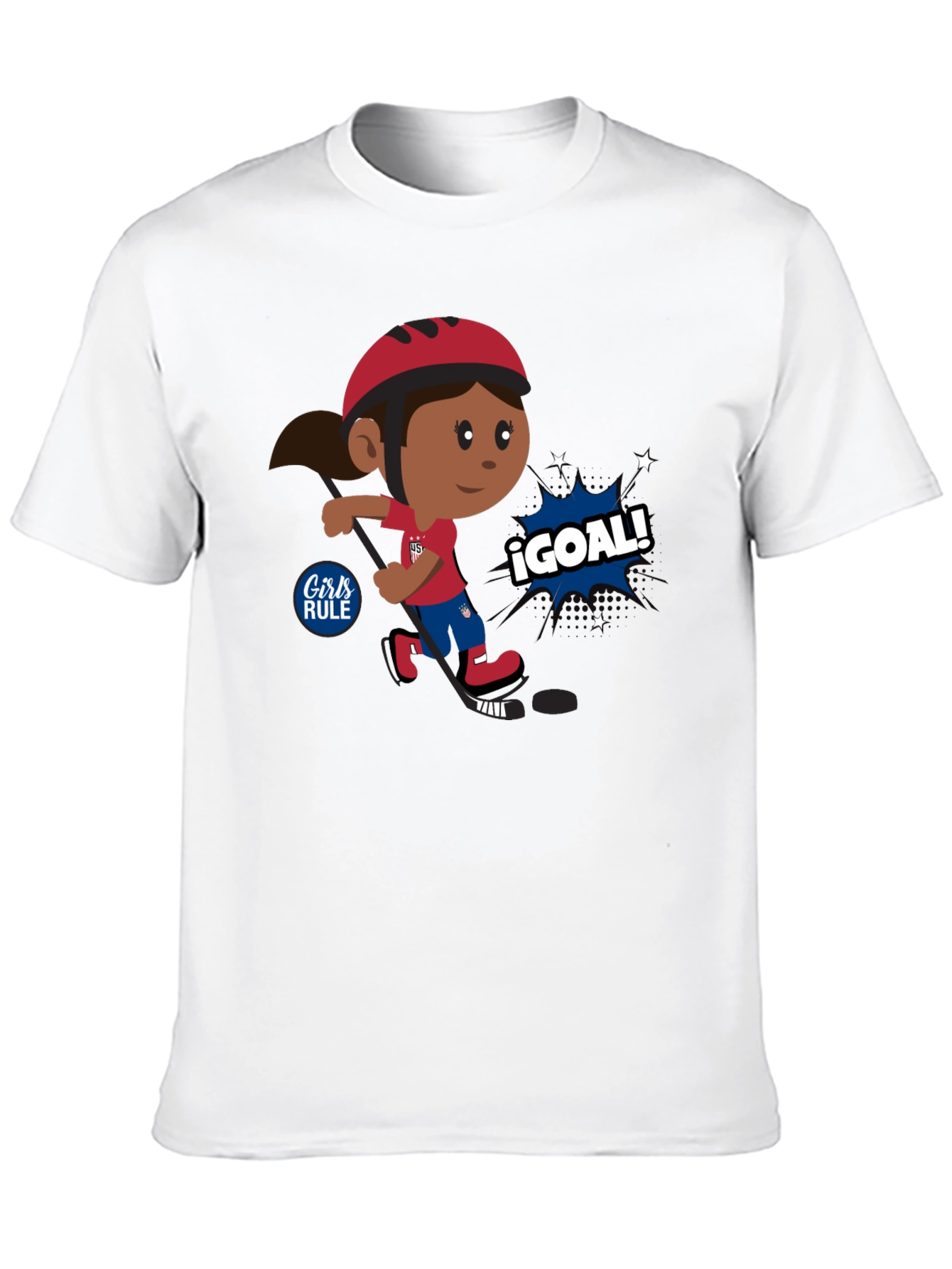 Girls Rule Cartoon Hockey Tee
