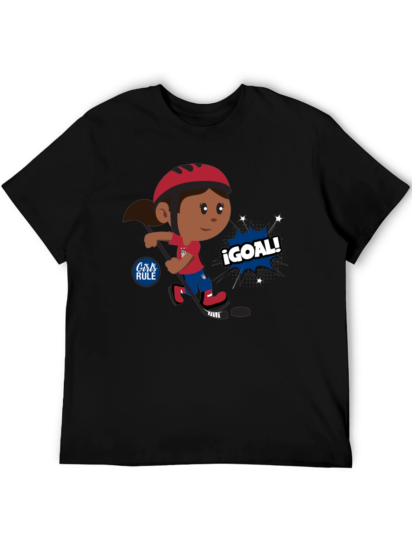 Girls Rule Cartoon Hockey Tee