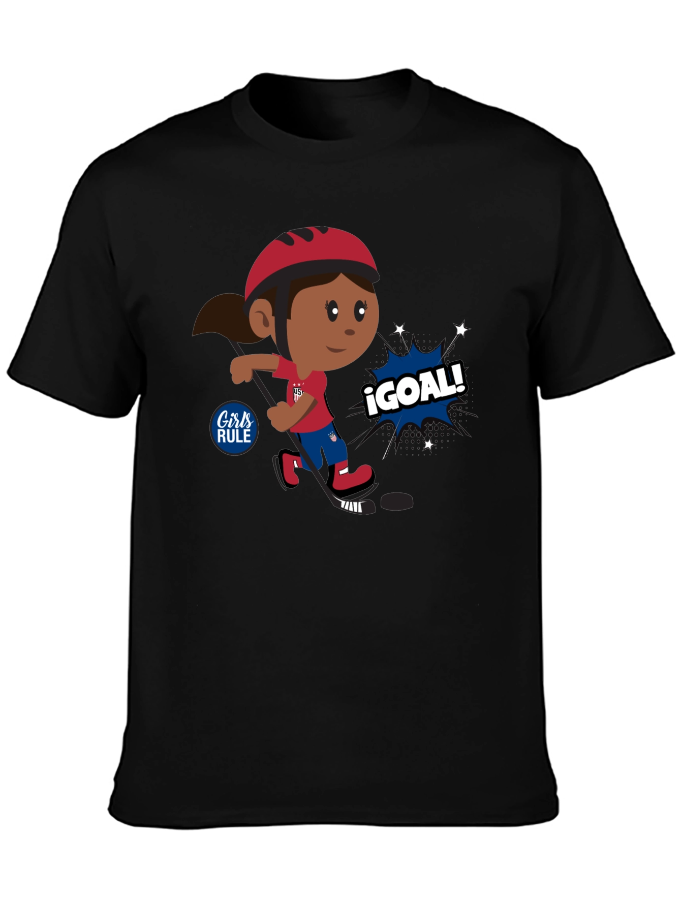 Girls Rule Cartoon Hockey Tee