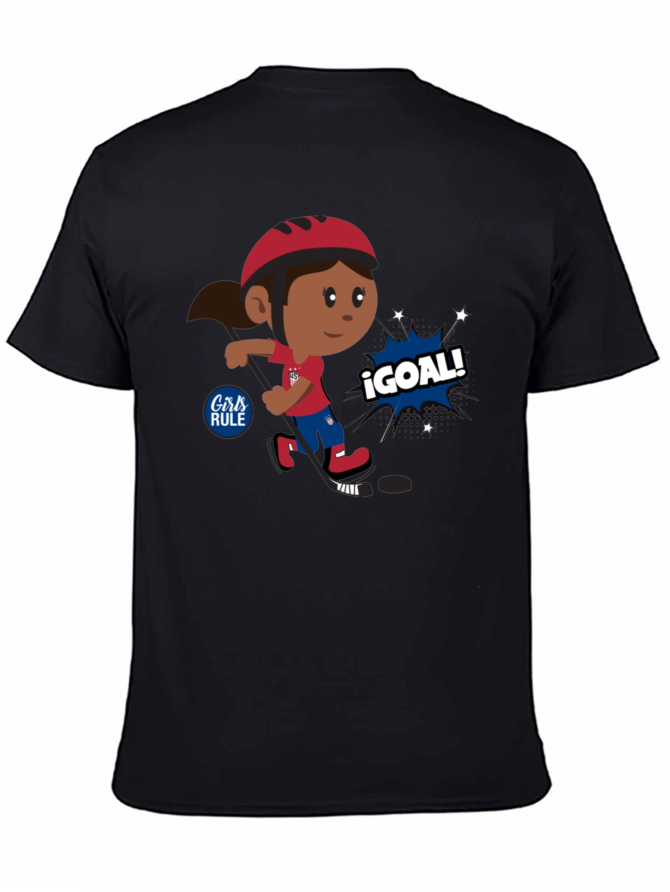Girls Rule Cartoon Hockey Tee