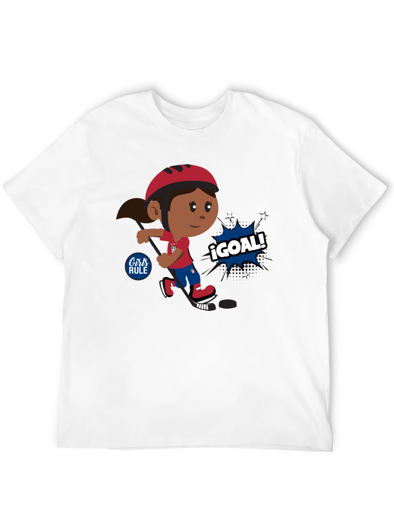 Girls Rule Cartoon Hockey Tee