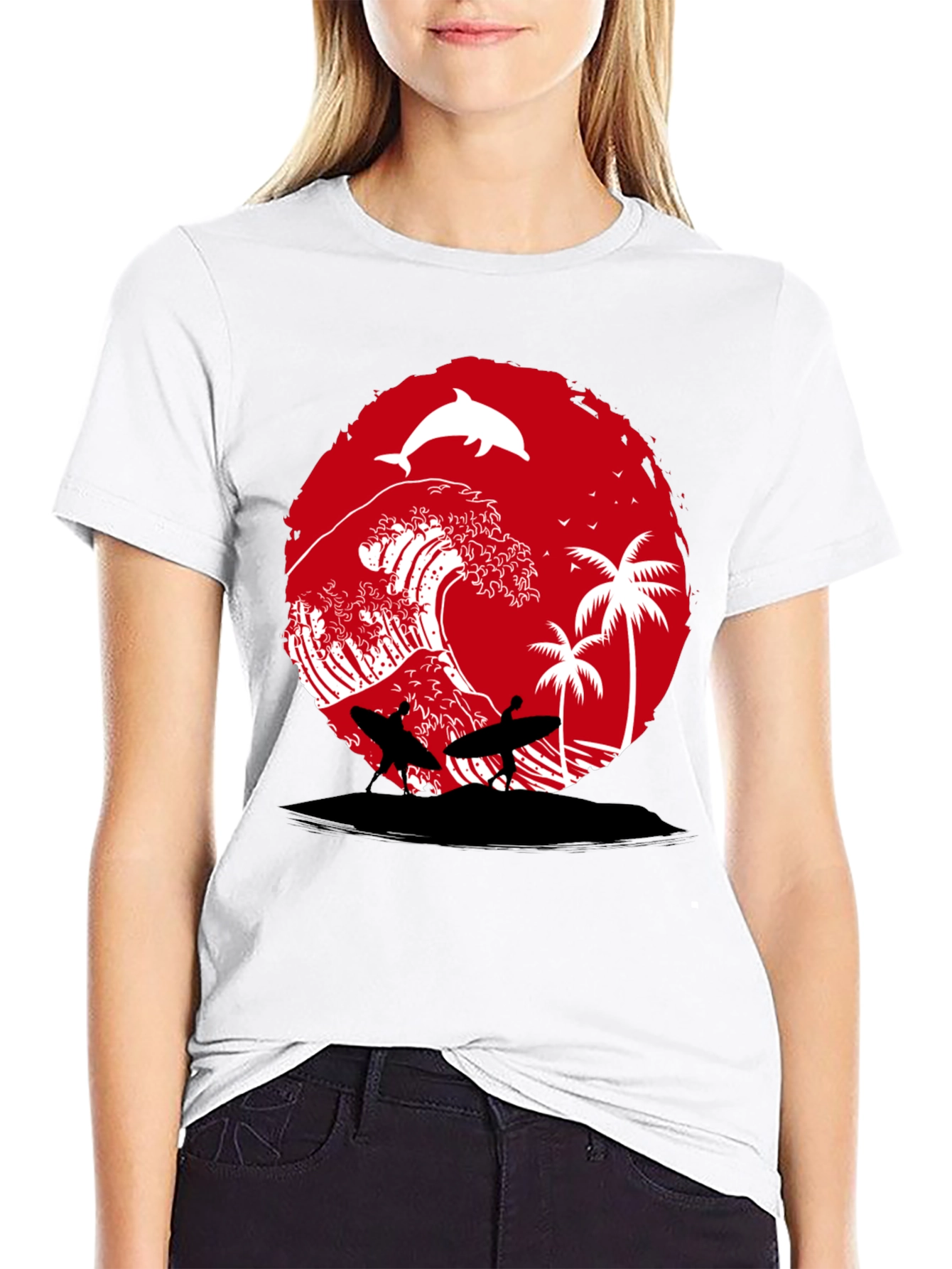 Surfing Beach Wave Graphic Tee