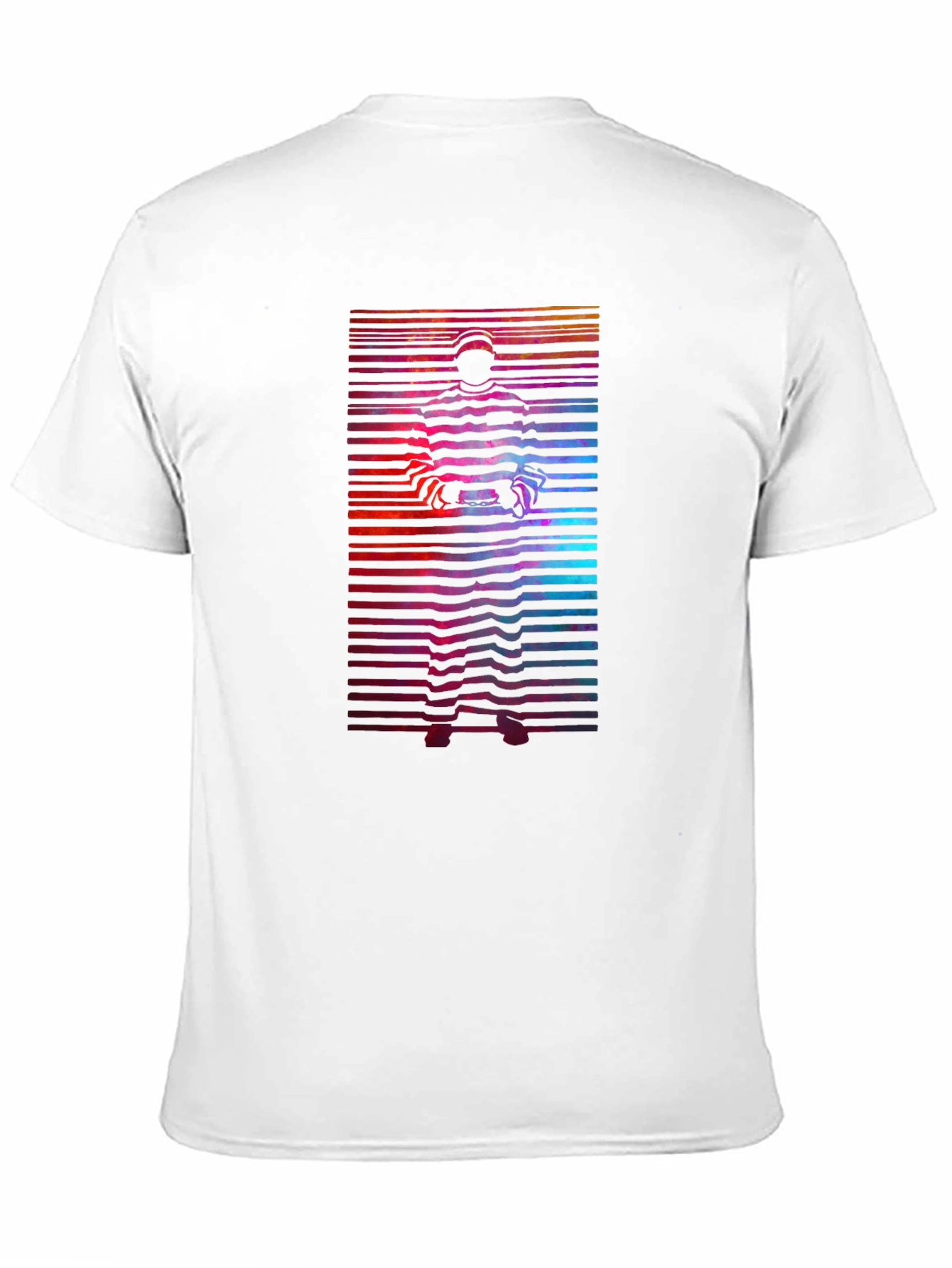 Retro Graphic T-Shirt - Striped Figure Design