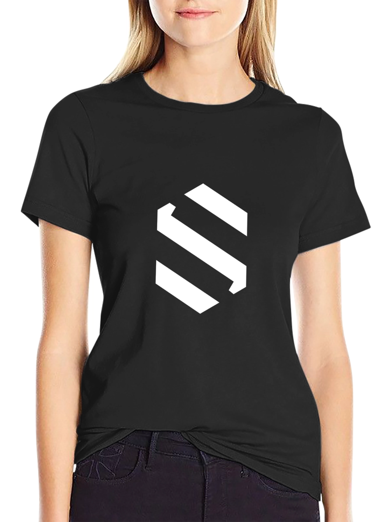 Modern Black Tee with Geometric S Logo