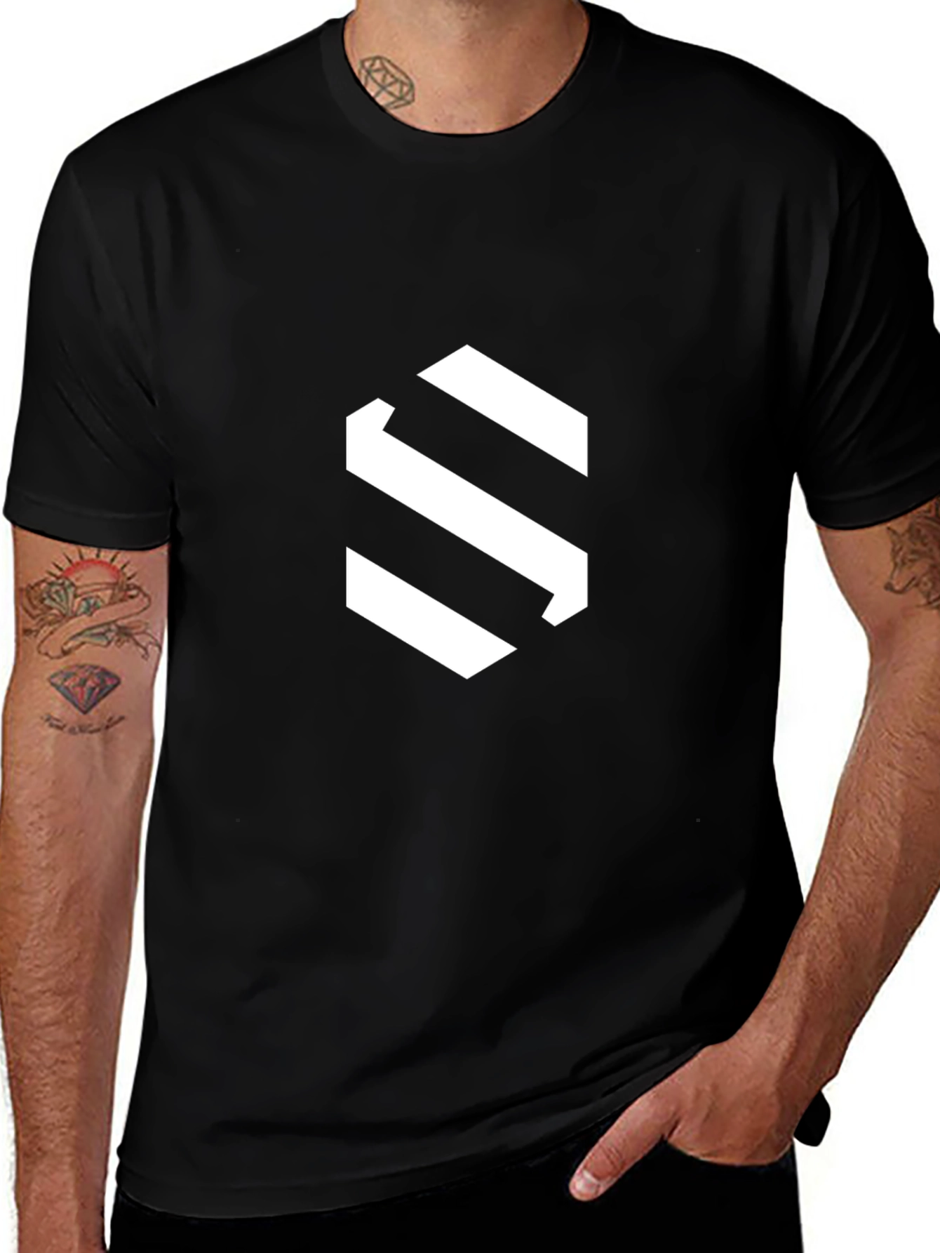 Modern Black Tee with Geometric S Logo