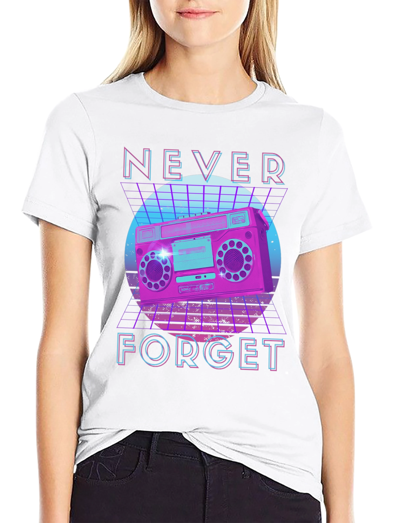 Retro Boombox Graphic Tee - Never Forget Nostalgia