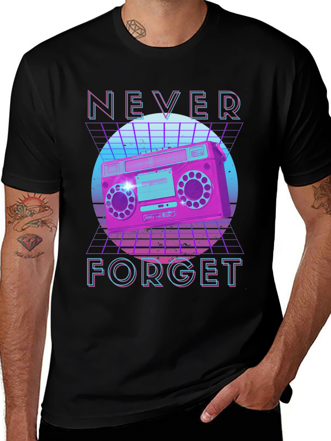 Retro Boombox Graphic Tee - Never Forget Nostalgia