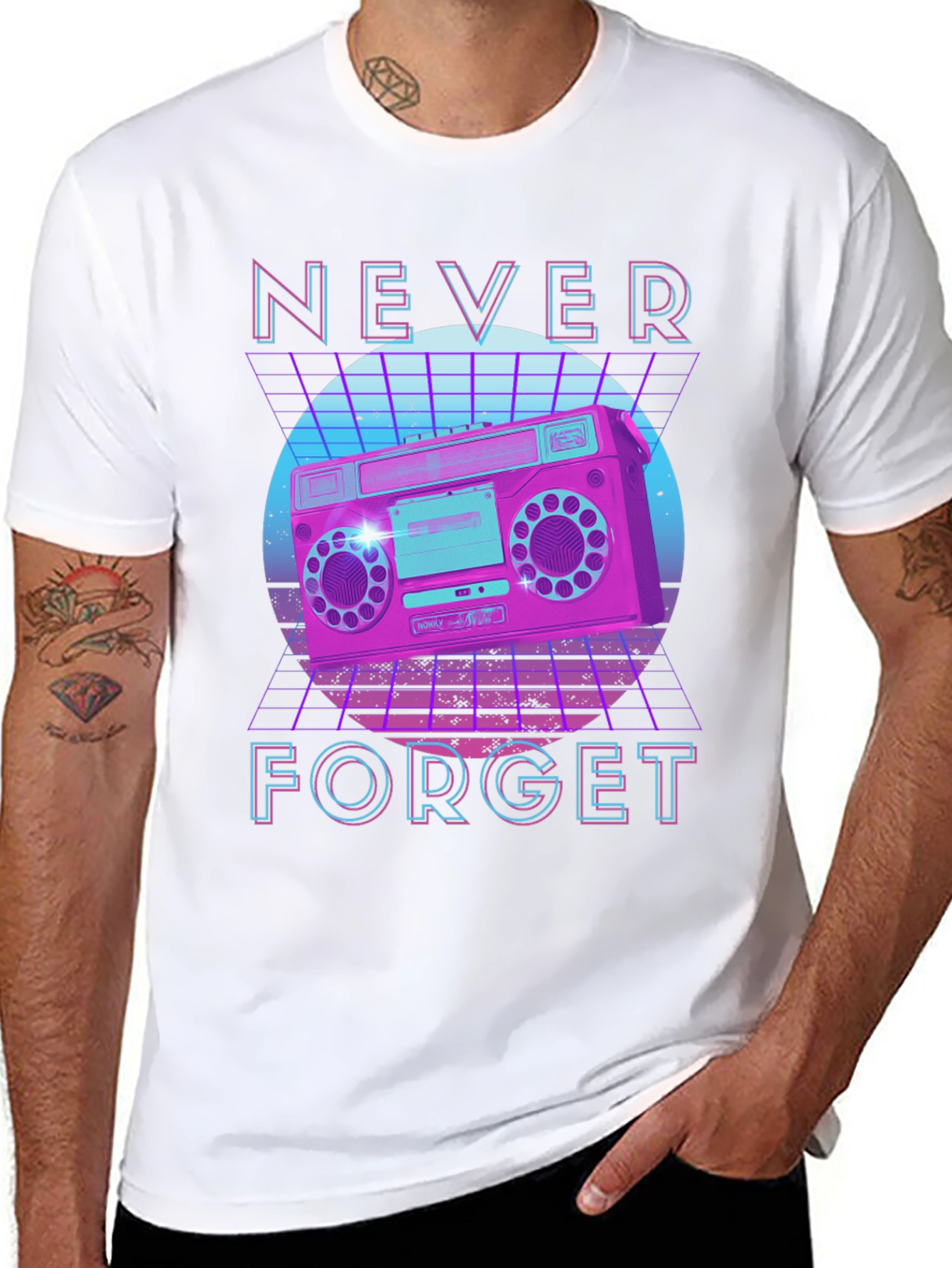 Retro Boombox Graphic Tee - Never Forget Nostalgia