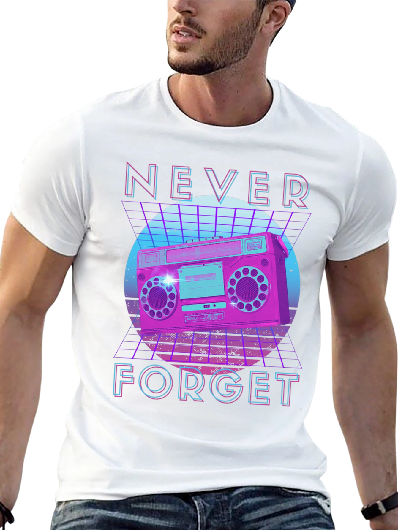 Retro Boombox Graphic Tee - Never Forget Nostalgia