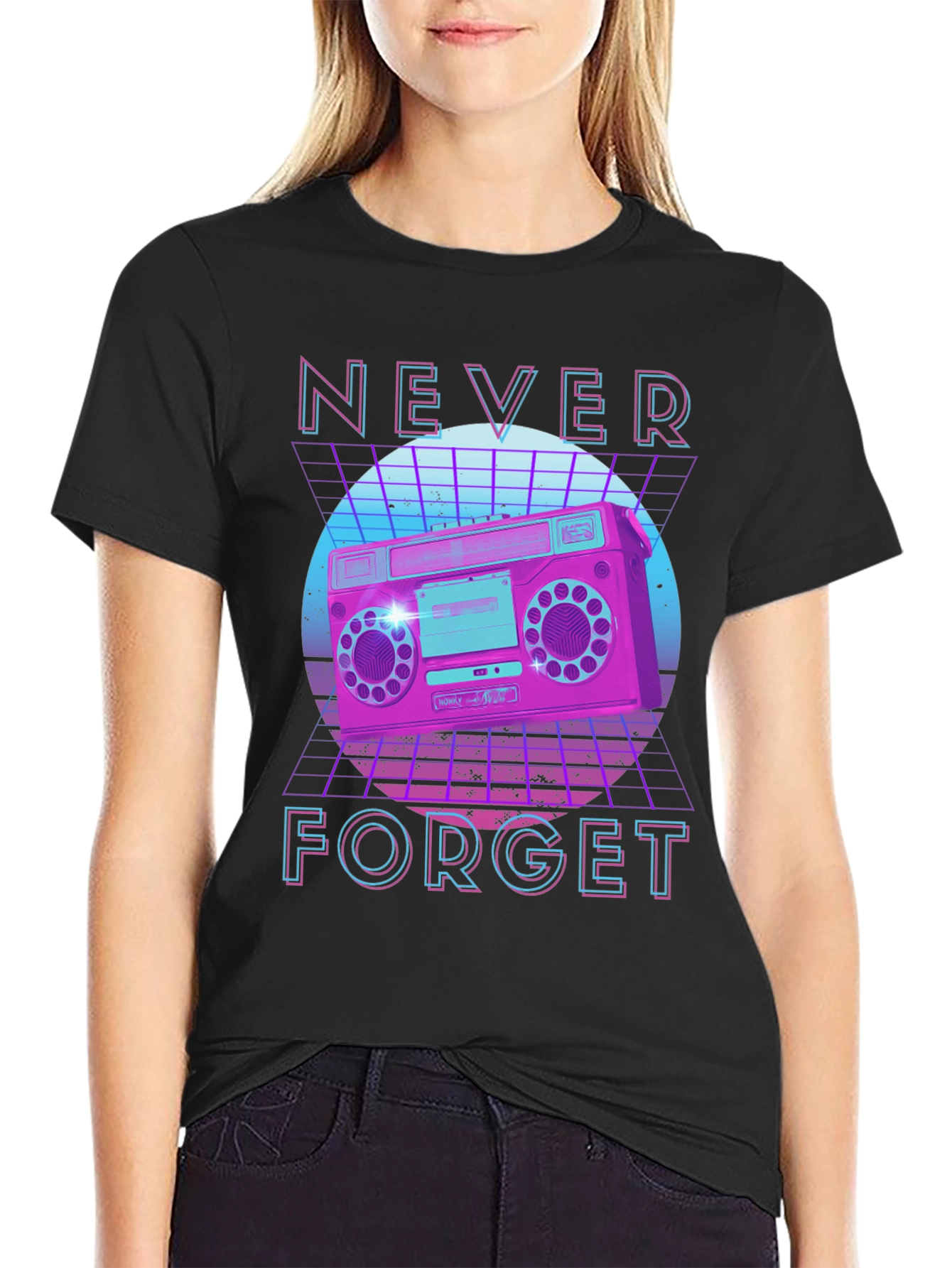 Retro Boombox Graphic Tee - Never Forget Nostalgia
