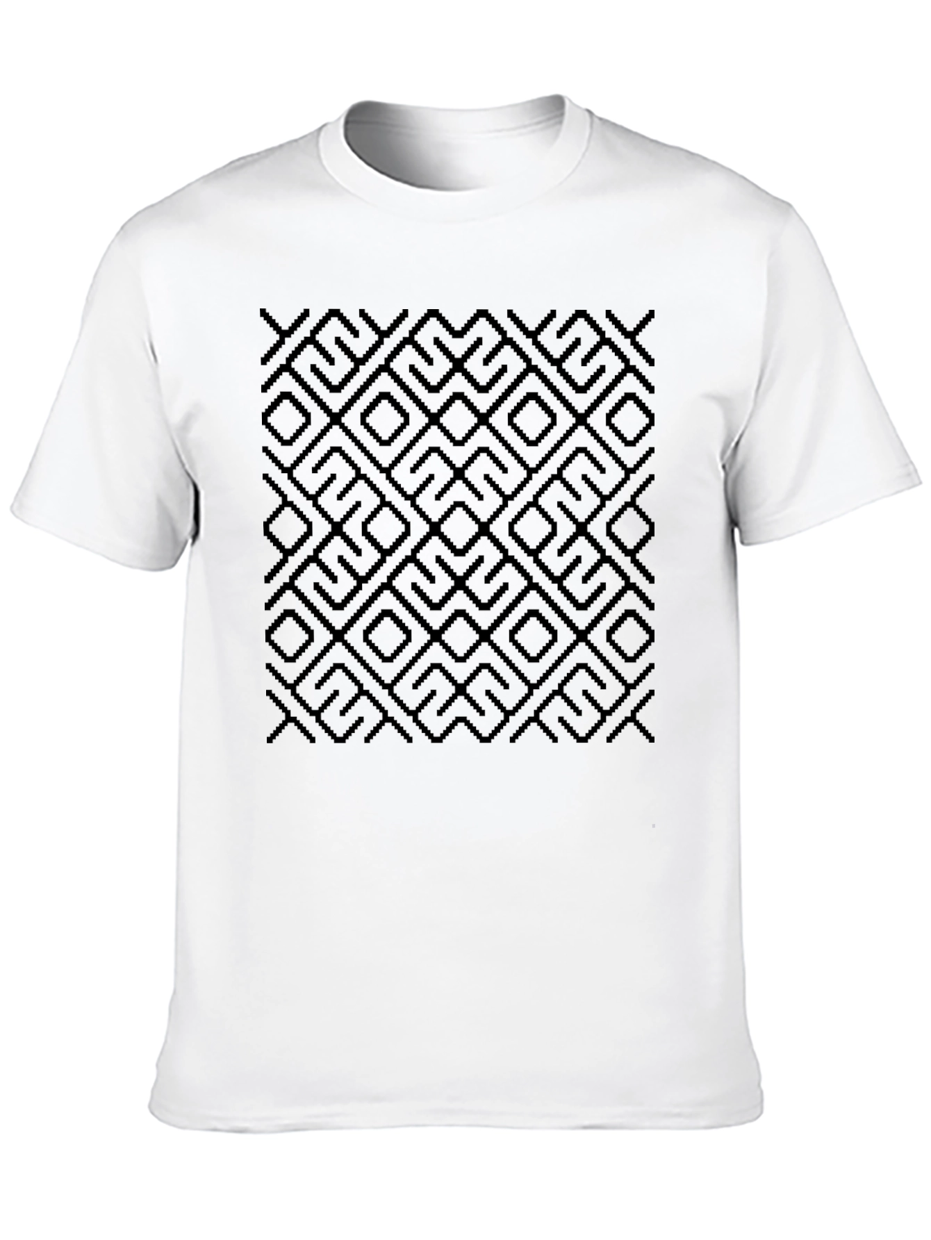 Black Patterned Crew Neck T-Shirt