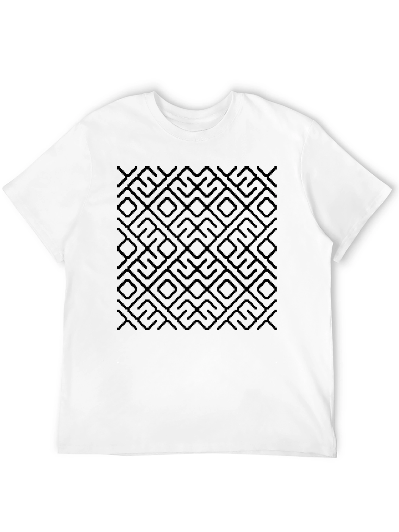 Black Patterned Crew Neck T-Shirt