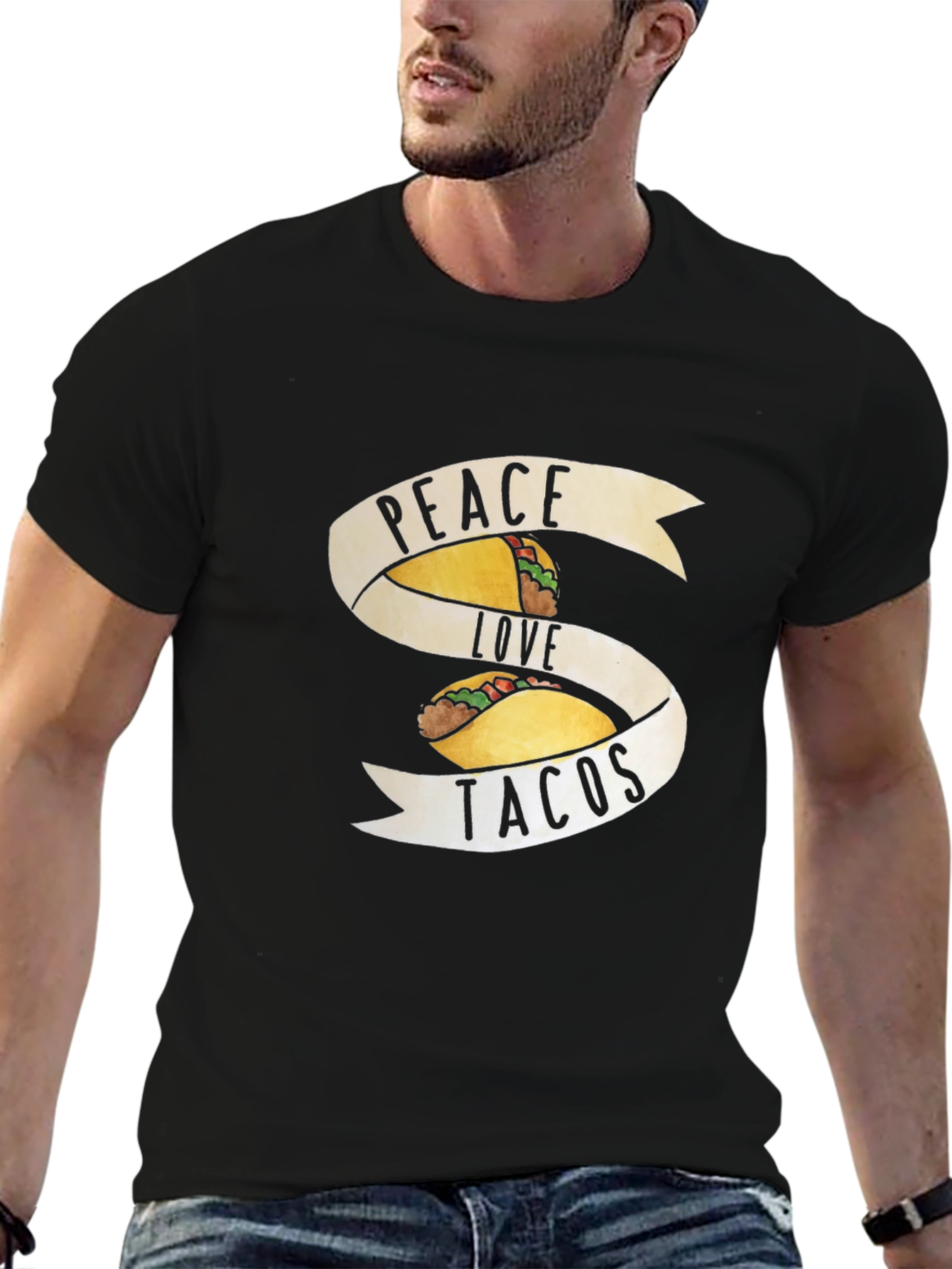 Peace Love Tacos Graphic Tee - Mens Black T-Shirt