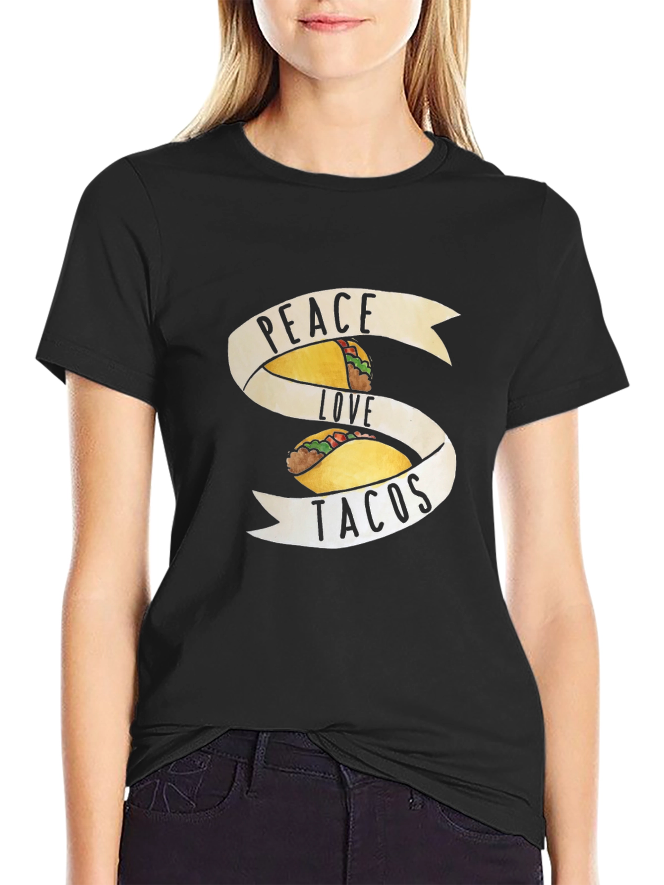 Peace Love Tacos Graphic Tee - Mens Black T-Shirt